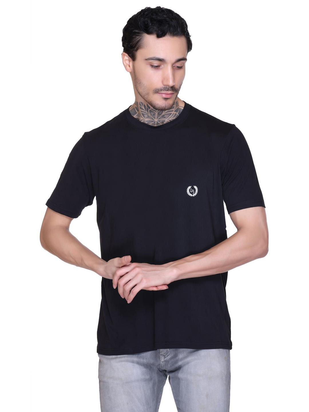 LEE BONEE Men Black Polyester Tshirts