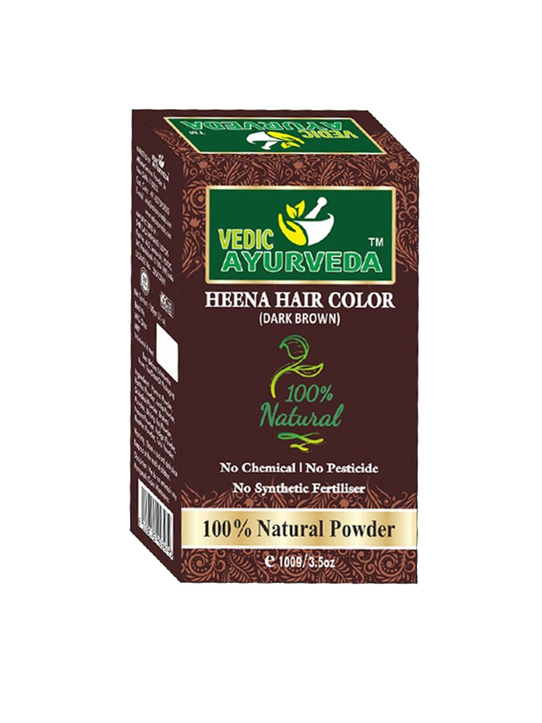 VEDICAYURVEDA Henna Chemical Free Hair Color - 100 g - Dark Brown