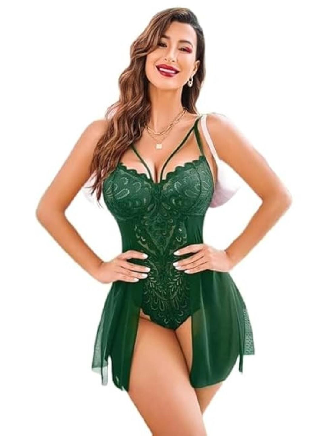 LOURYN KOULYN Women Maroon Cotton Blend Nightdress