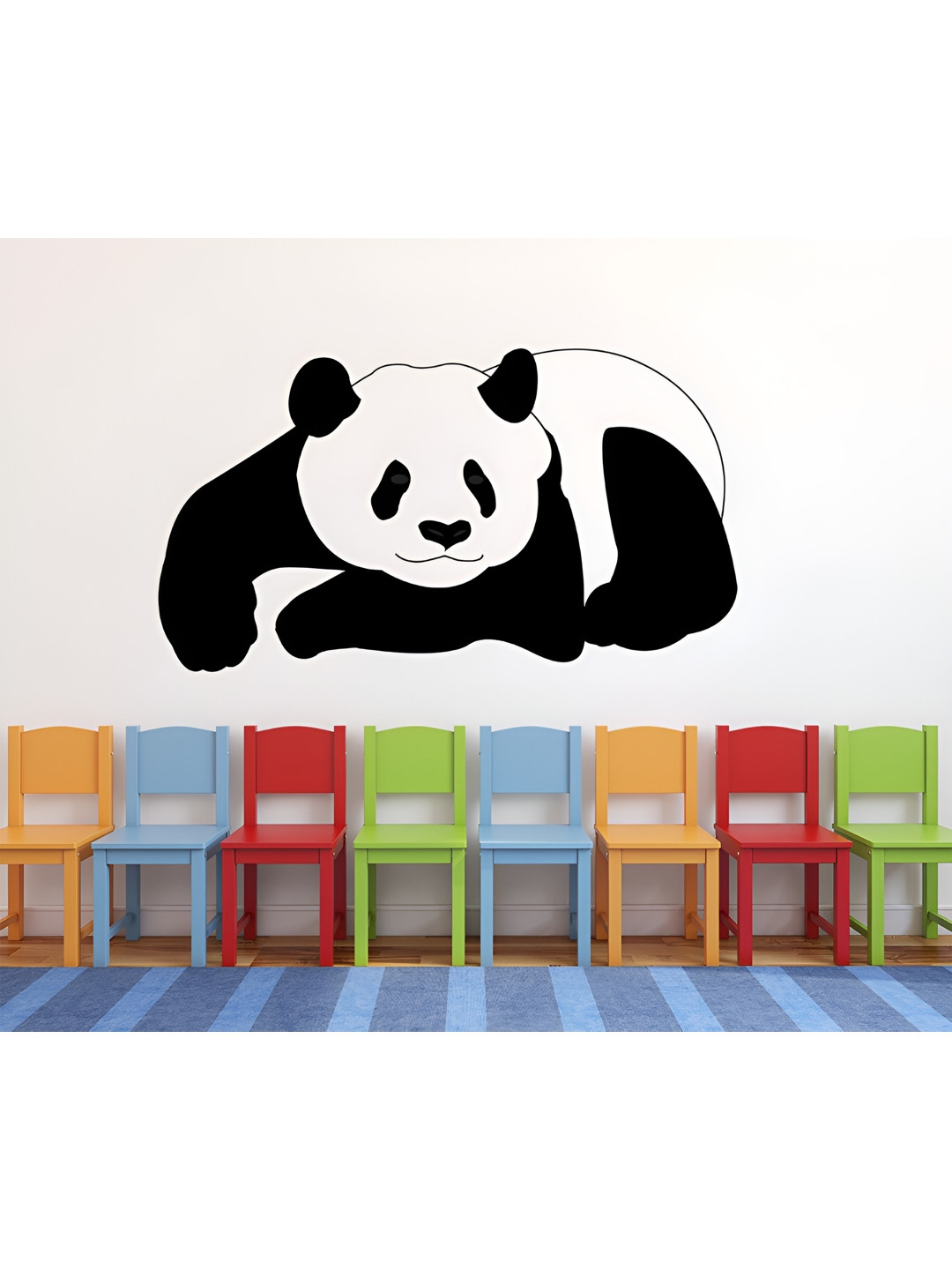 LANSTICK Black Panda With Butterflies Self-Adhesive Wall Sticker