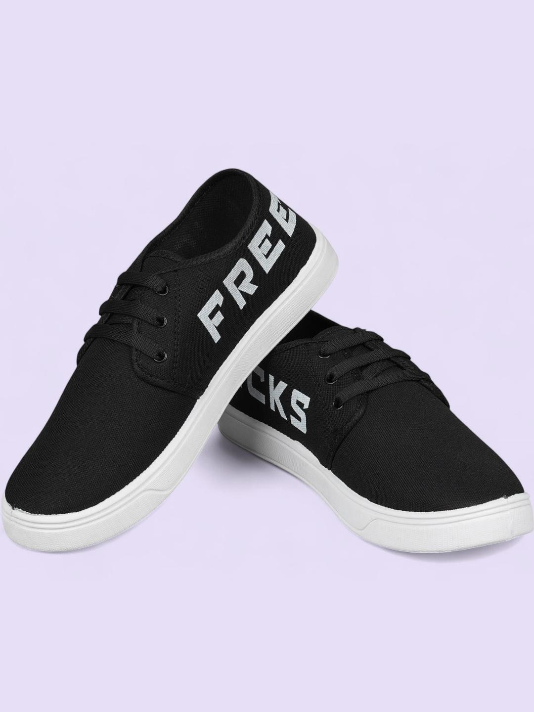 Free Kicks Men Black Canvas Marking Running Sports Shoes