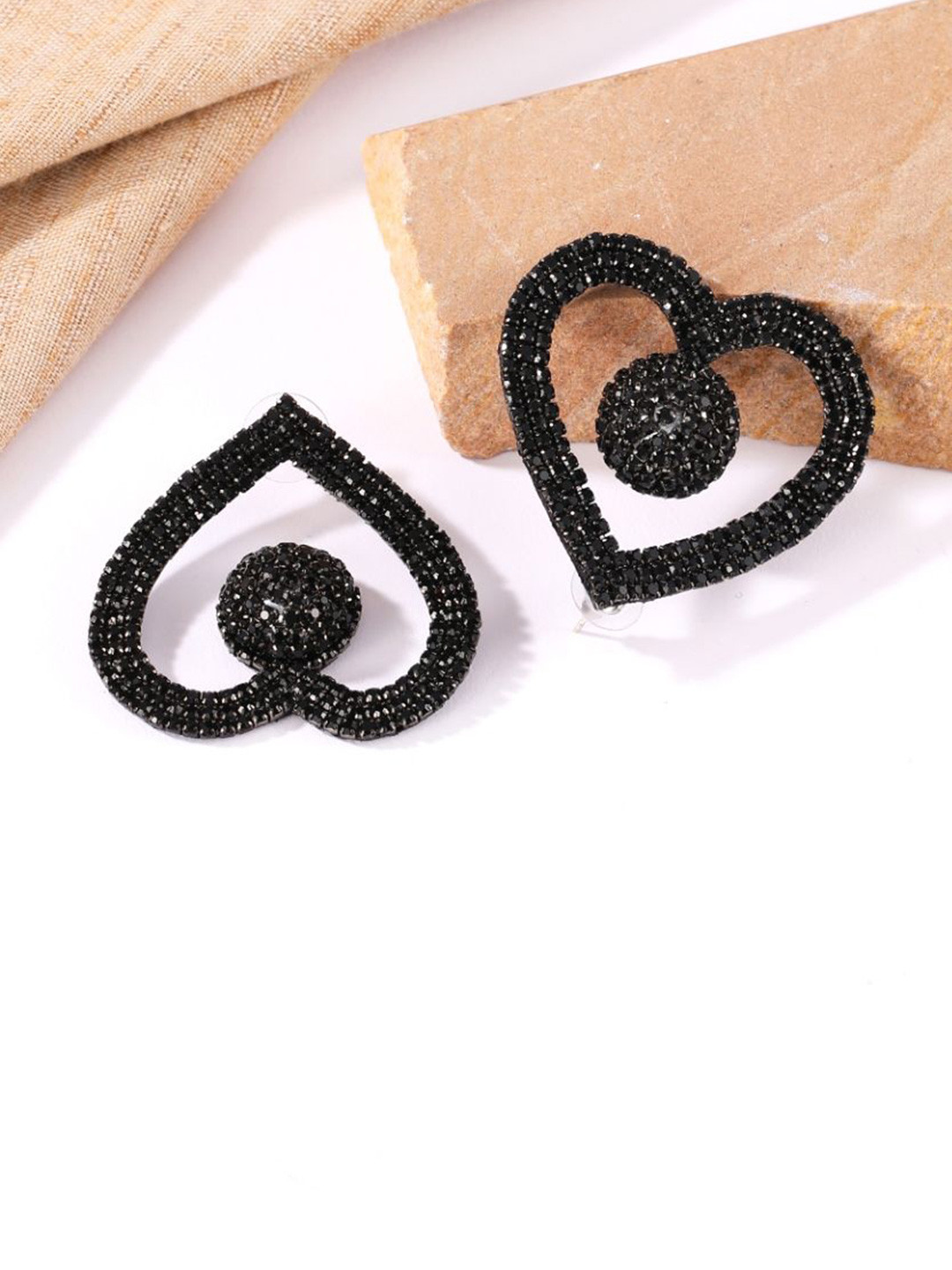 StyleCast Cubic Zirconia Studded Heart Shaped Drop Earrings