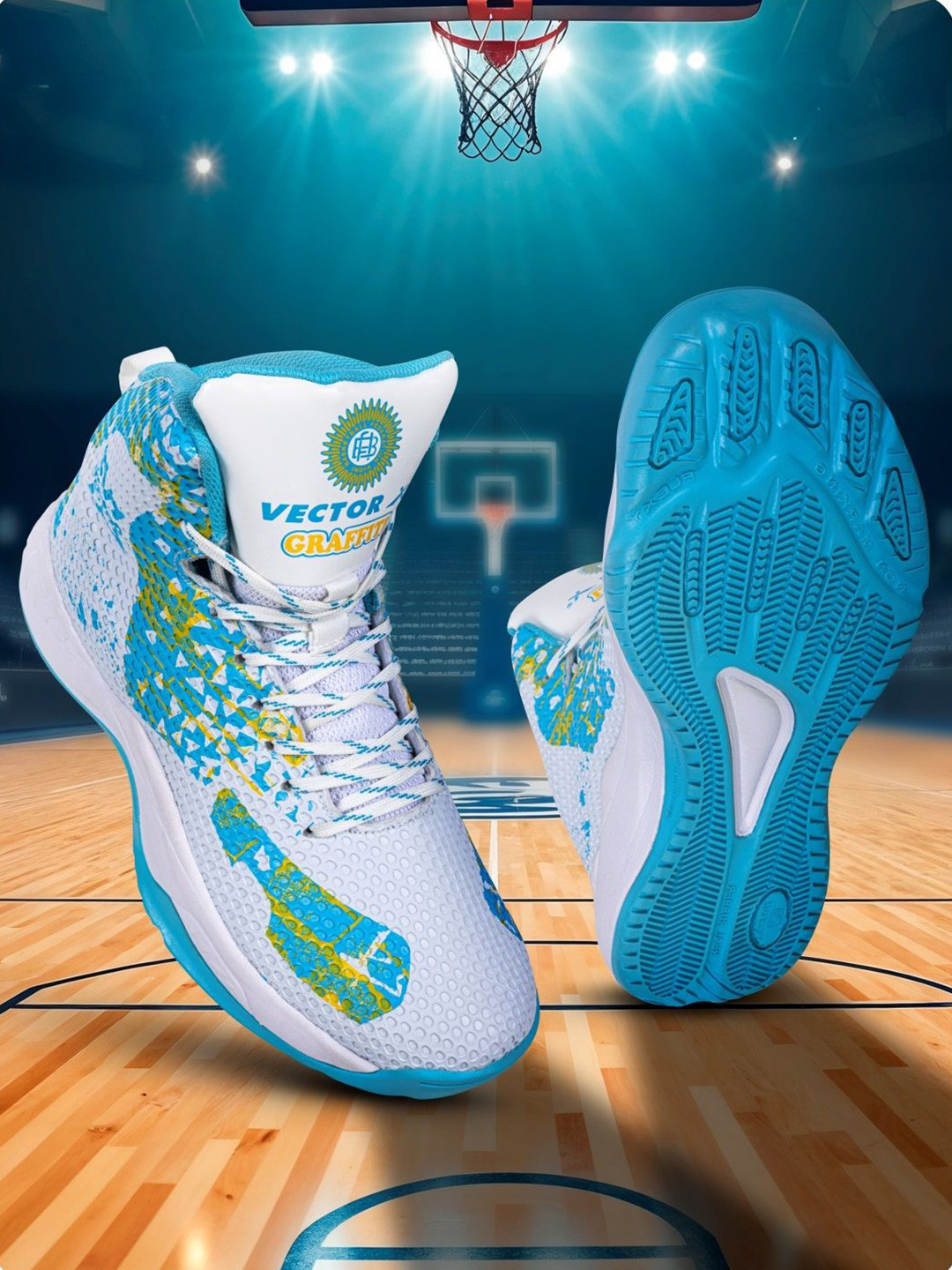 VECTOR X Graffiti Men High-Top Canvas Basketball Non-Marking Shoes