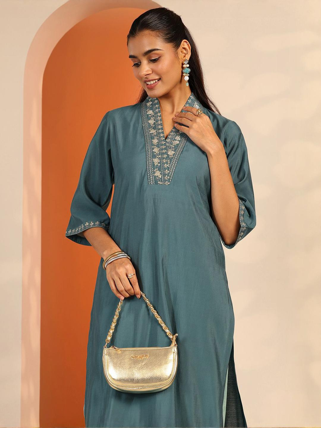 Gerua By Libas Women Ethnic Motifs Yoke Design Flared Sleeves Kurta