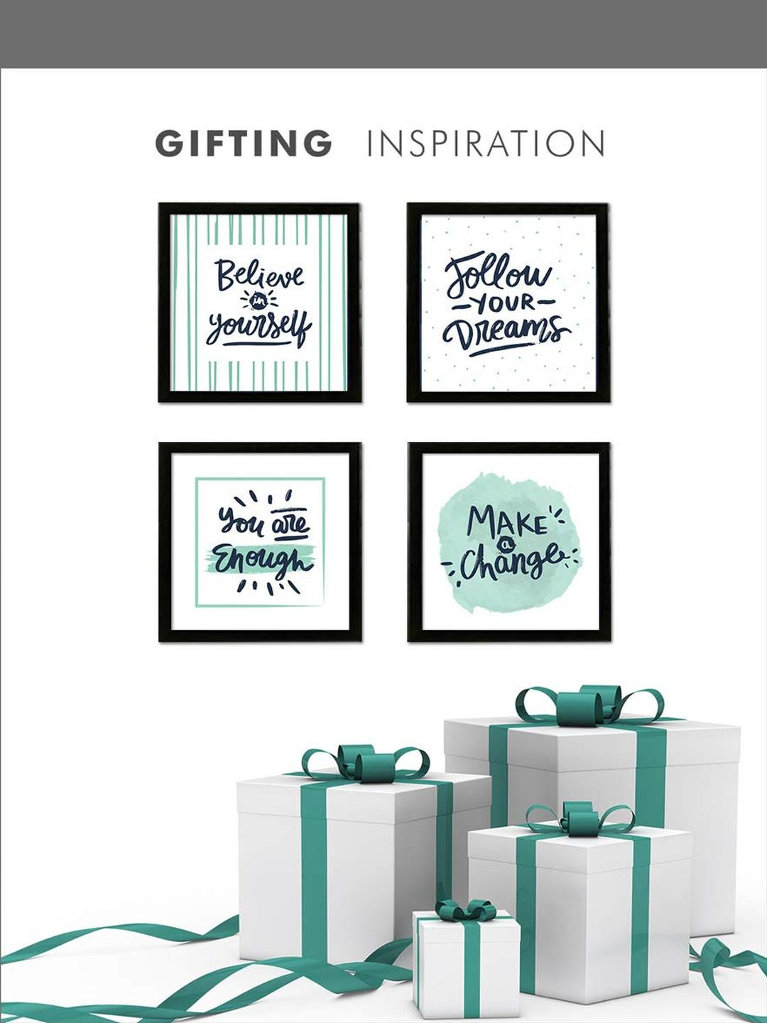 Chaka Chaundh Set of 4 Multicoloured And Black MDF Wall Dcor Art With Frame