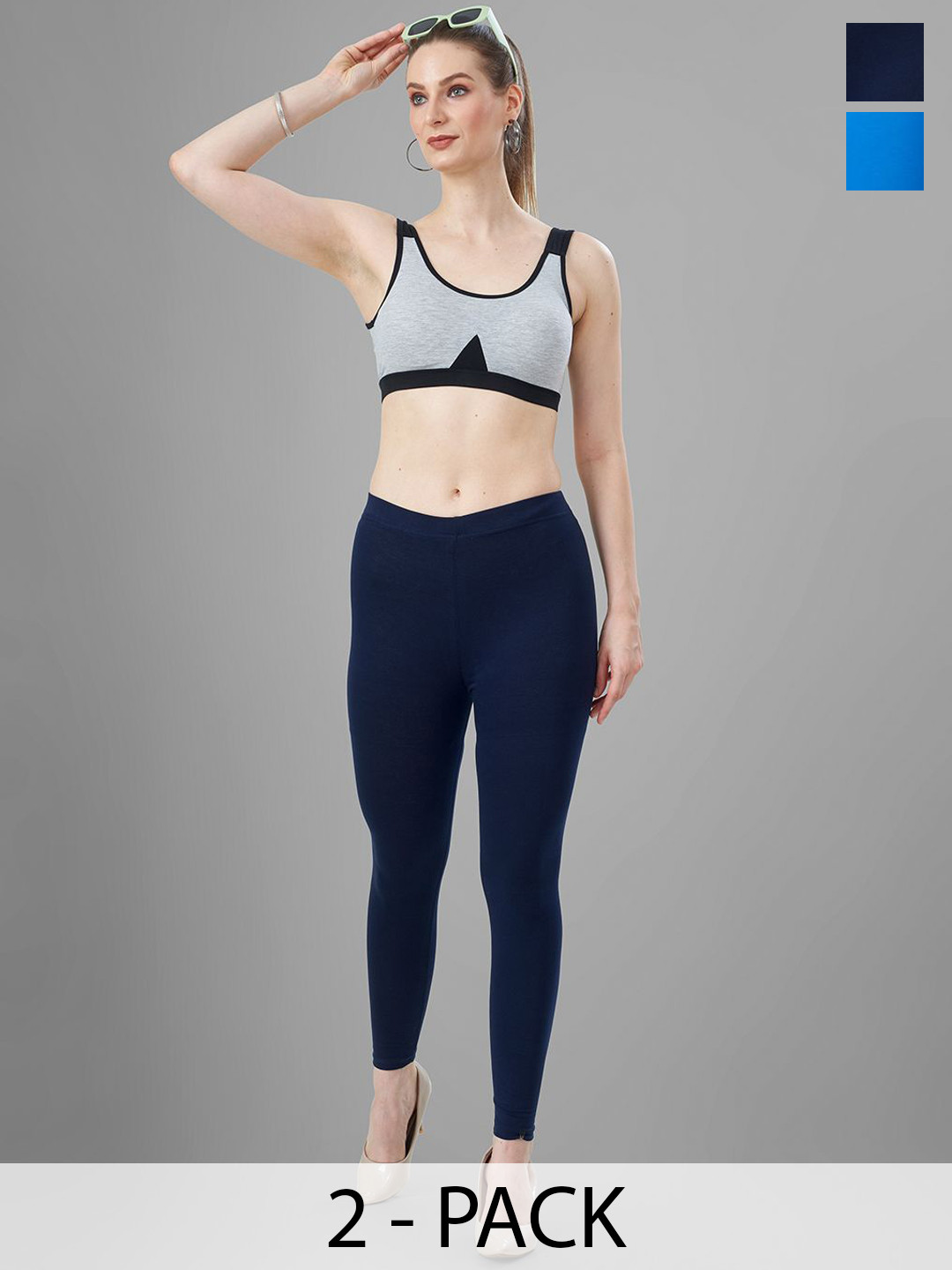 T19 Pack Of 2 Skinny Fit 4-Way Stretchable Ankle Length Leggings