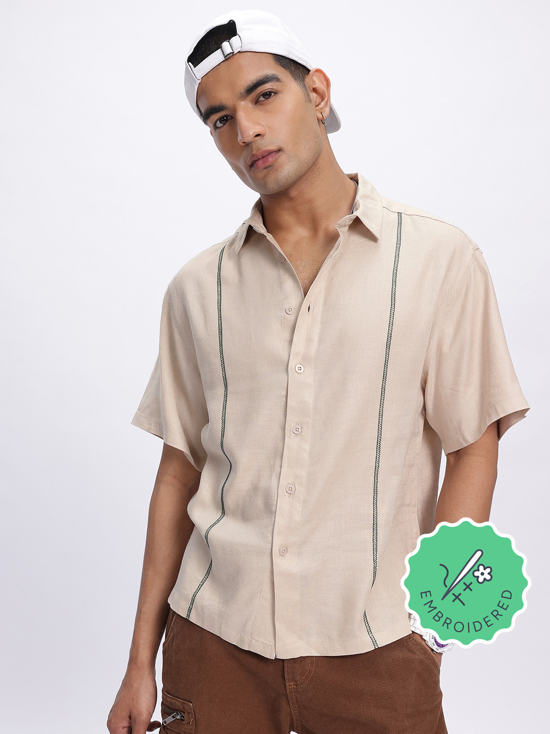 glitchez Thread-Work Relaxed Shirt