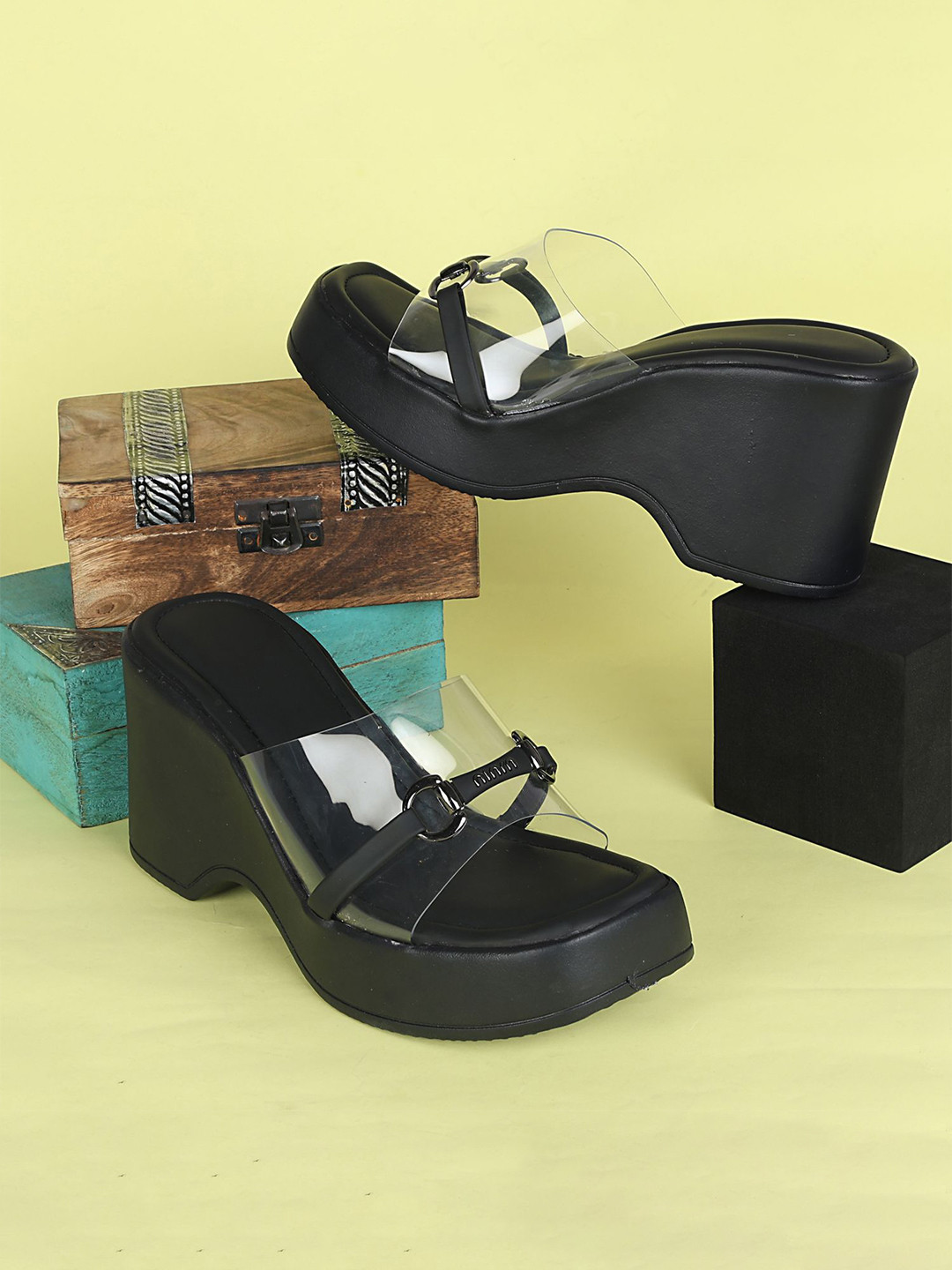 Ishransh Women Open Back Wedge Heels