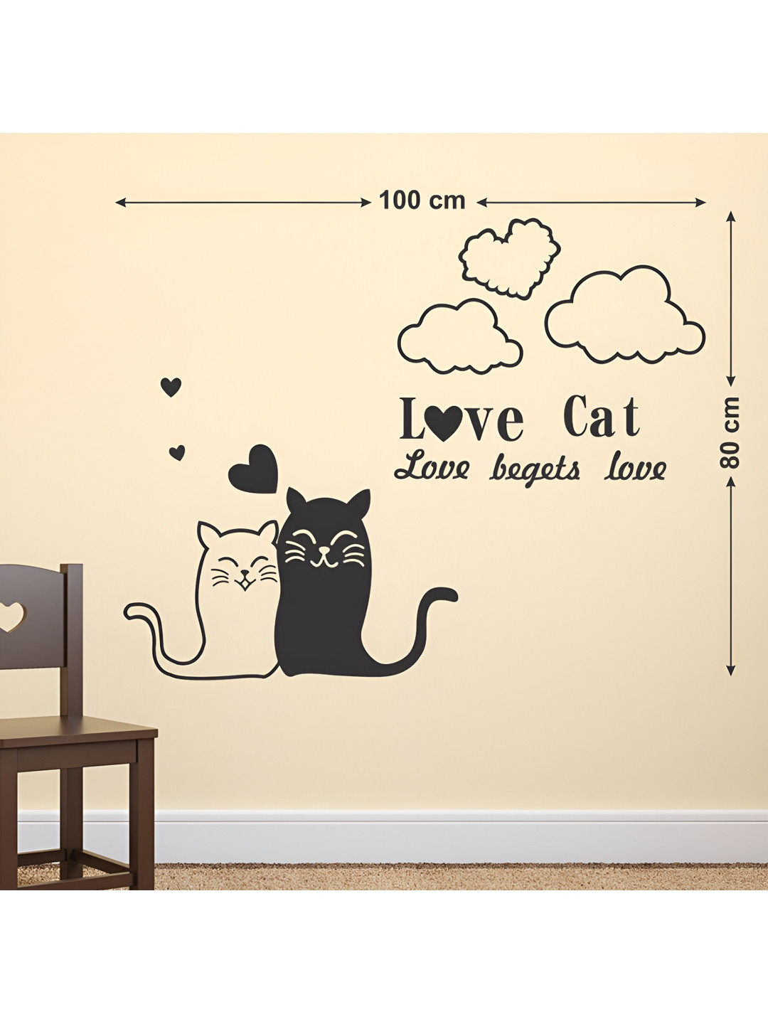 LANSTICK Black Cat Love Self-Adhesive Wall Sticker