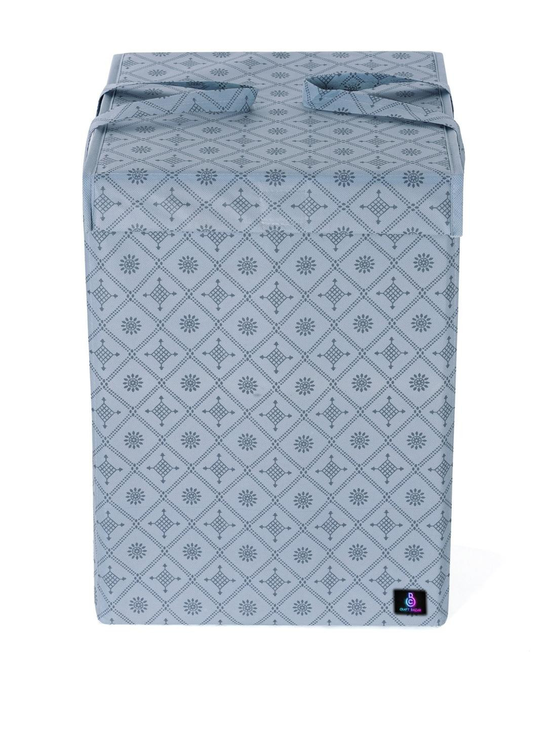 Craft Bazar Grey Printed Foldable Laundry Bag