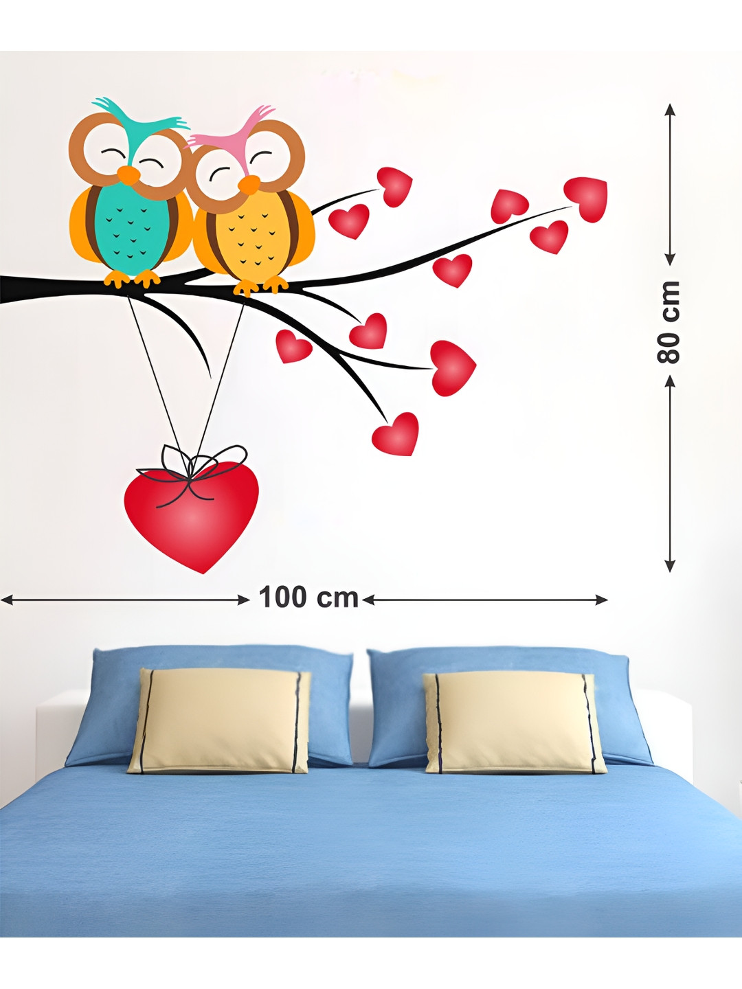 LANSTICK Tree With Love Birds Self-Adhesive Wall Sticker