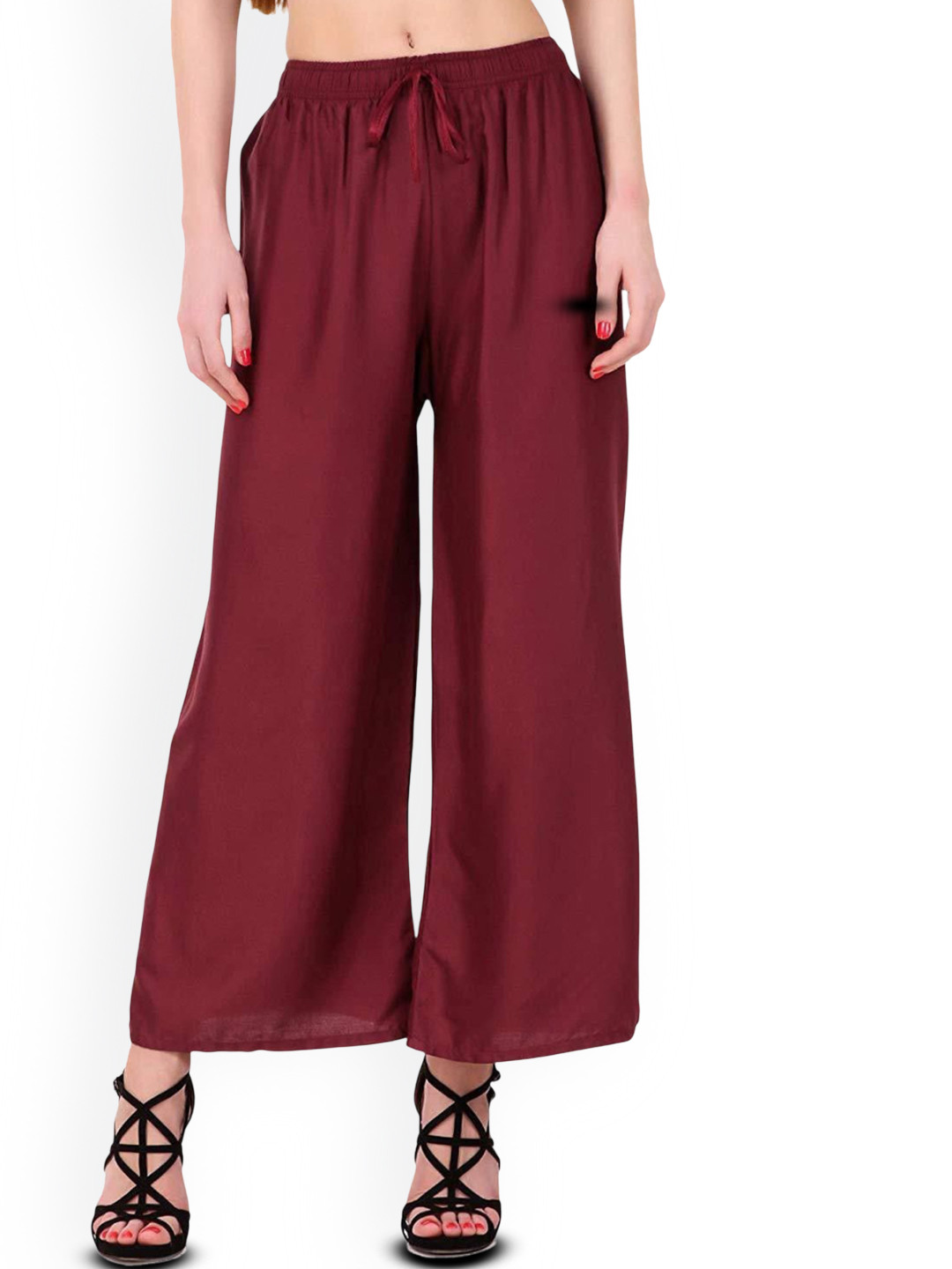 SRISARAS Women Flared Knitted Palazzos