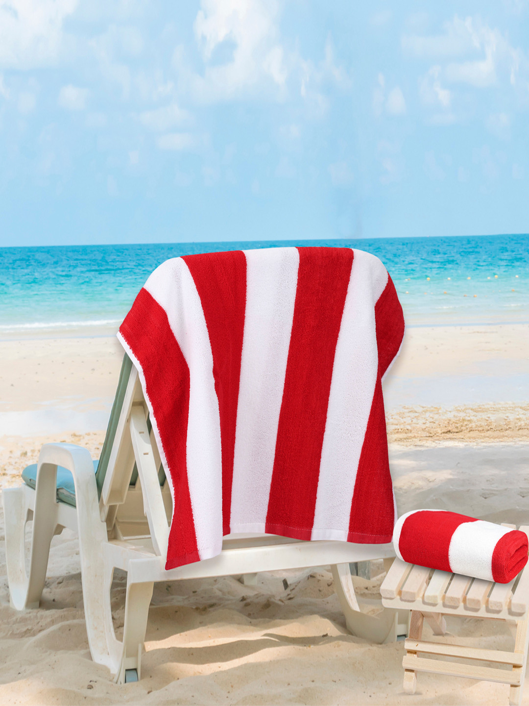 MAXNAP Sleep Support Cabana Red & White Striped 2 Pieces 200 GSM Towel Set