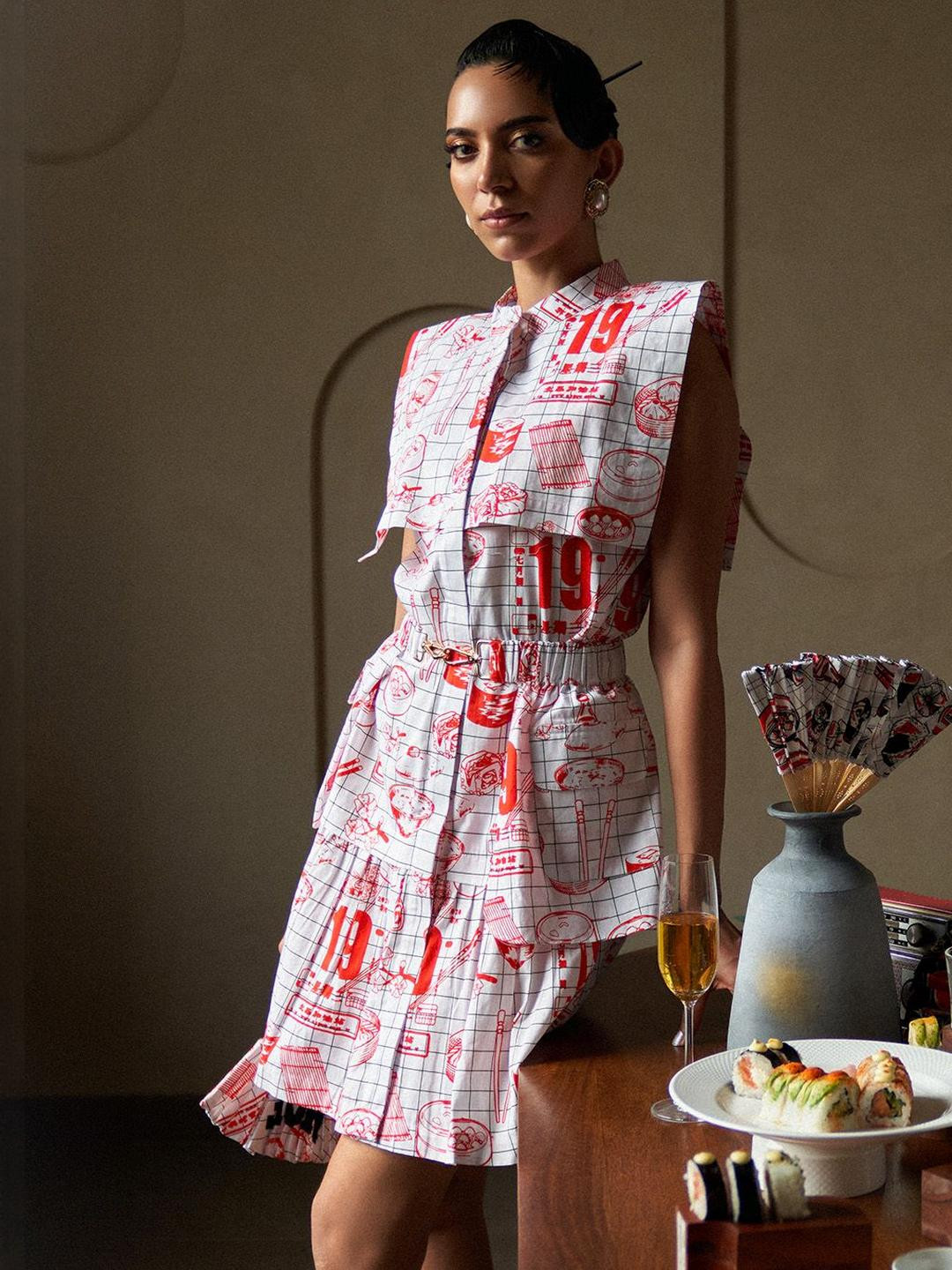 HOUSE OF FETT Print Fit & Flare Mini Dress