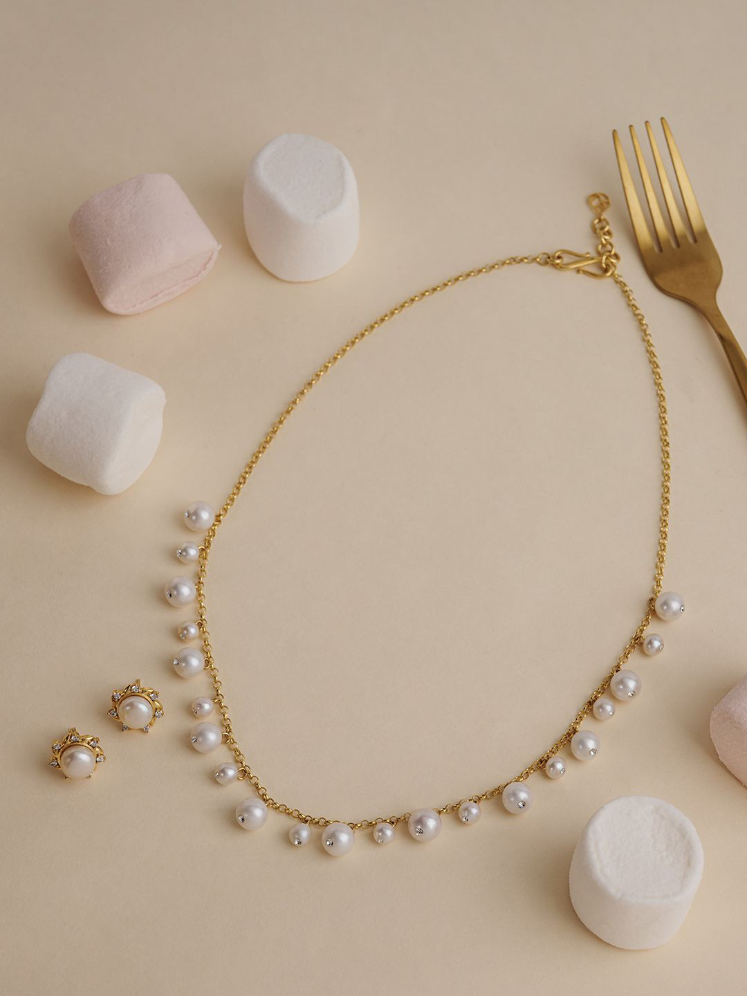 Stone Story By Shruti Sterling Silver Gold-Plated Pearls Beaded Necklace