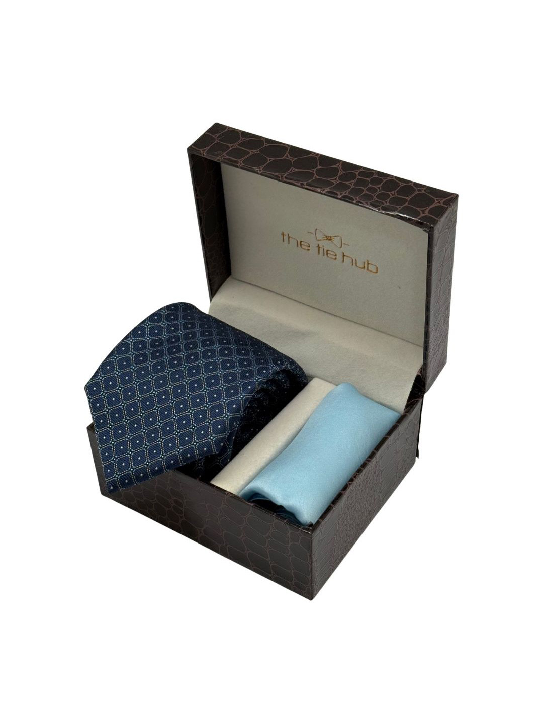 The Tie Hub Men Accessory Gift Set Of Geometric Printed Necktie With Pocket Square