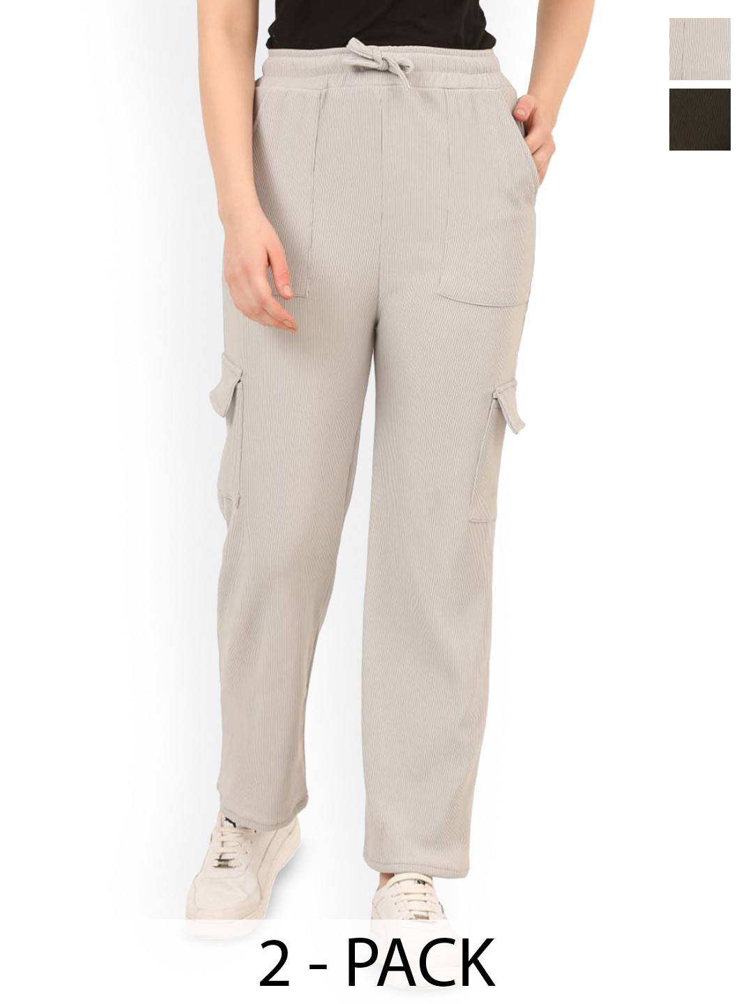 BAESD Girls Pack of 2 Relaxed Fit Cotton Mario Cargos Trousers