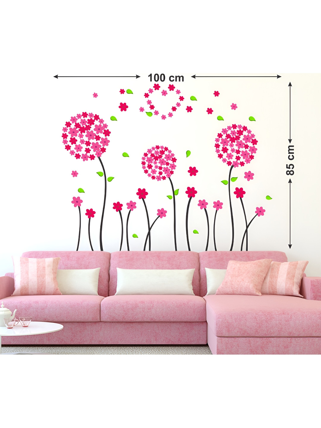 LANSTICK Pink Flower Self-Adhesive Wall Sticker
