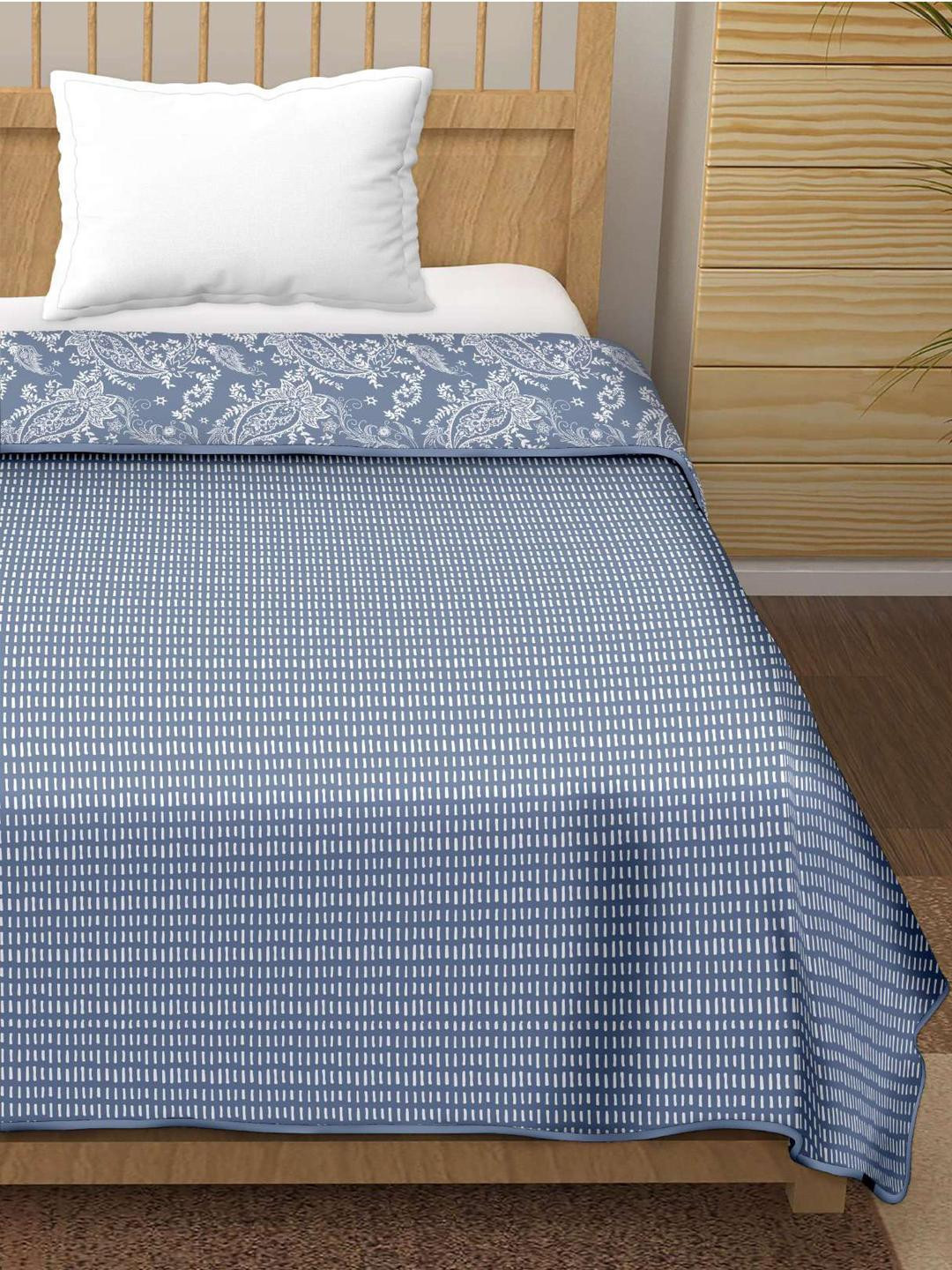 Anadhika Blue Floral AC Room Single Bed Dohar