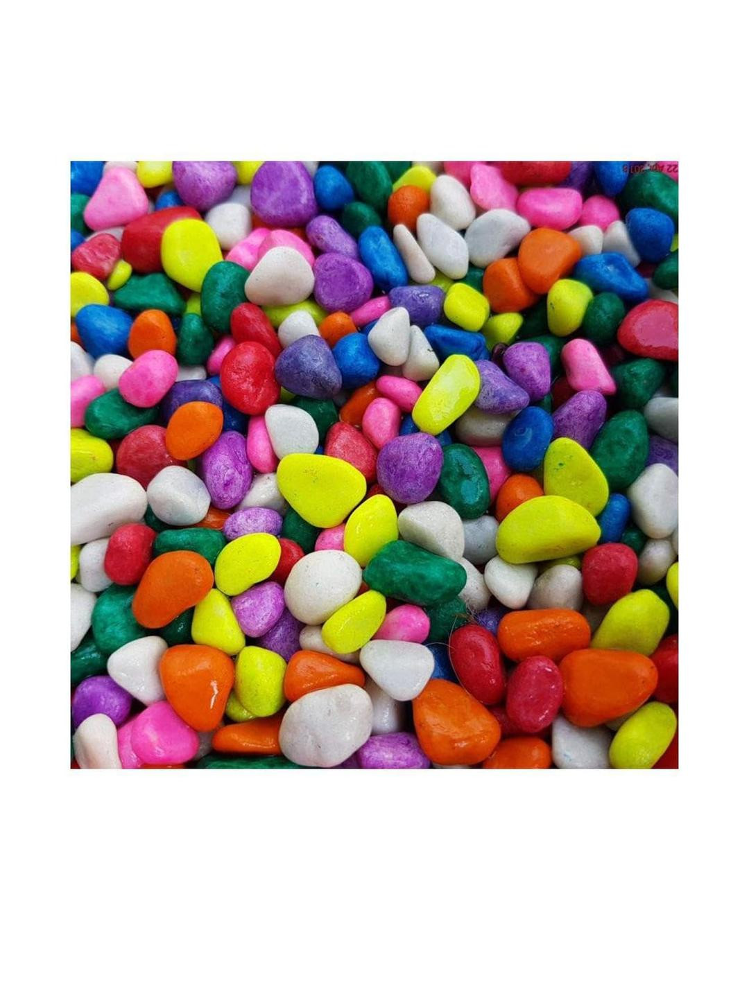 Somil Multicolor Pebbles/Stones for Garden, Plants, Lawns, Aquariums, Fish Pots, Home Decor, Vases, Furniture Filler. Size: 10-30mm, Shiny Multicolor -A356