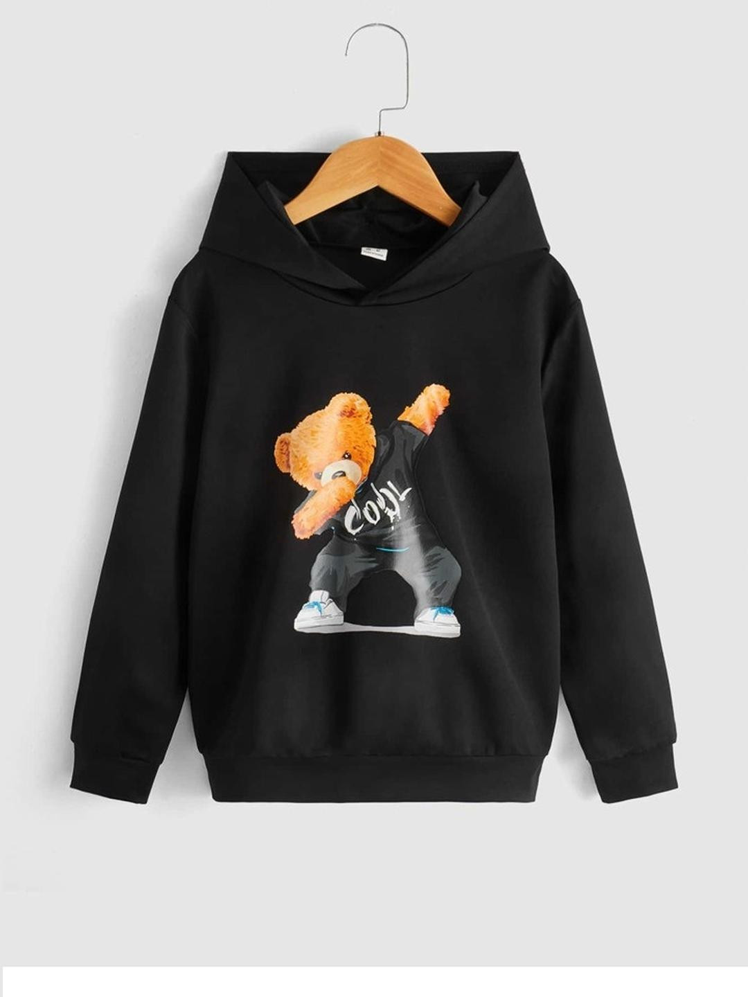 KEESOR Boys Black Cotton Hooded Sweatshirts