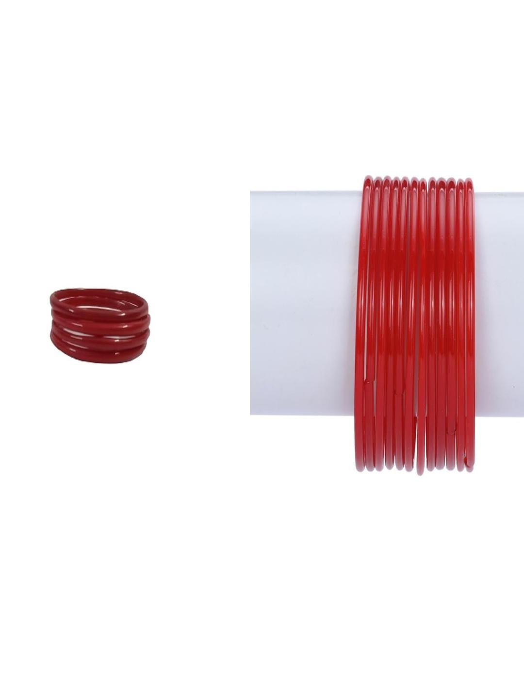 SOMIL Set Of 16 Red Antique Alloy Bangles