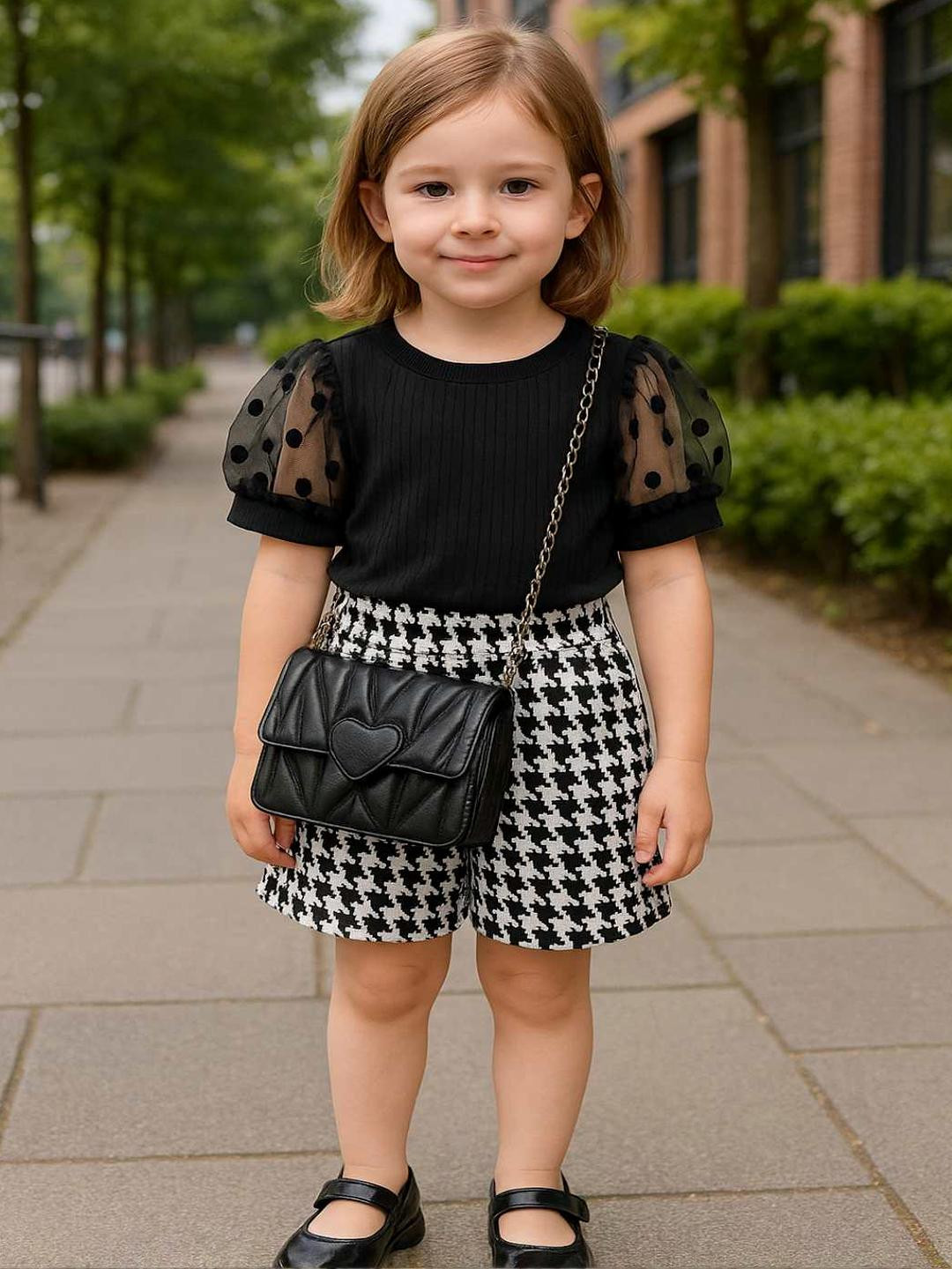 RAMIAAZ Black Self Design Cotton Blend Clothing Set