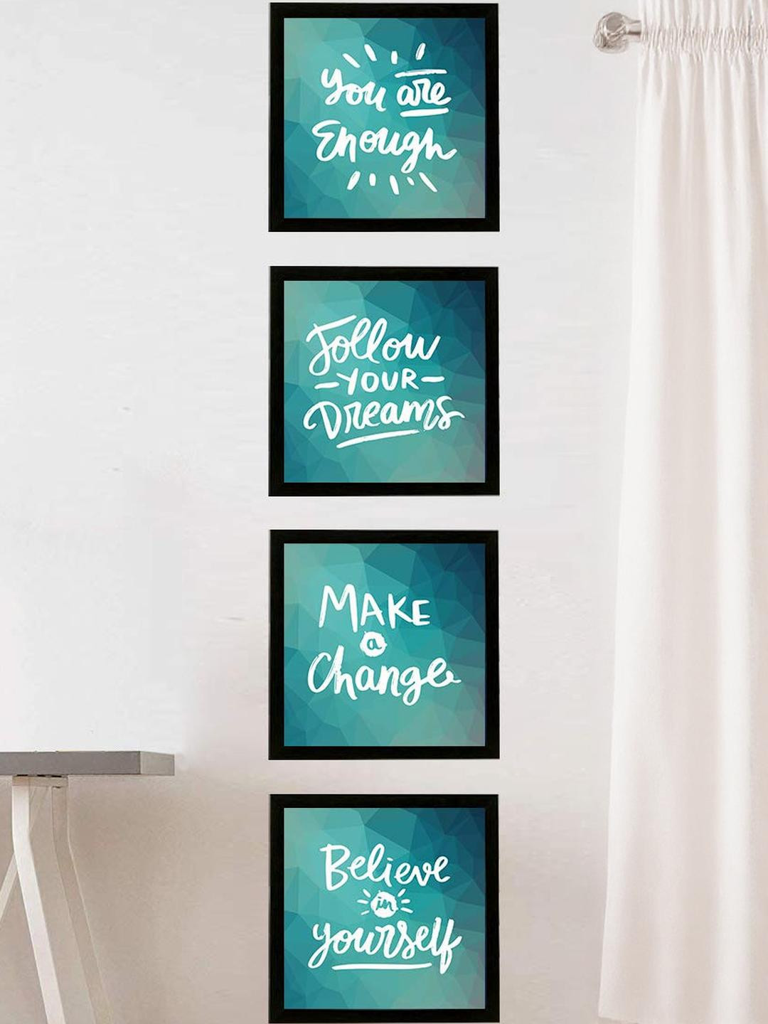 Chaka Chaundh Multi Colored Set Of 4 Typography Wall Art