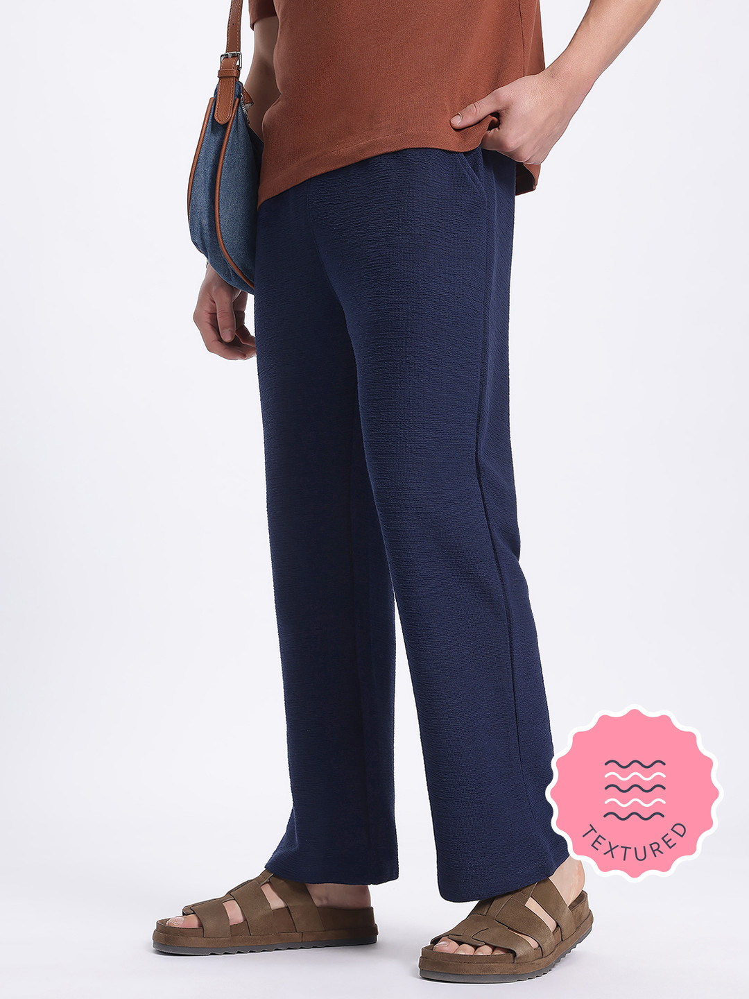 glitchez Men Regular Fit Textured Track Pants