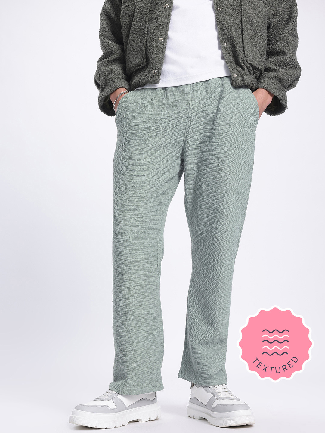 glitchez Men Laid-Back Textured Transit Track Pants