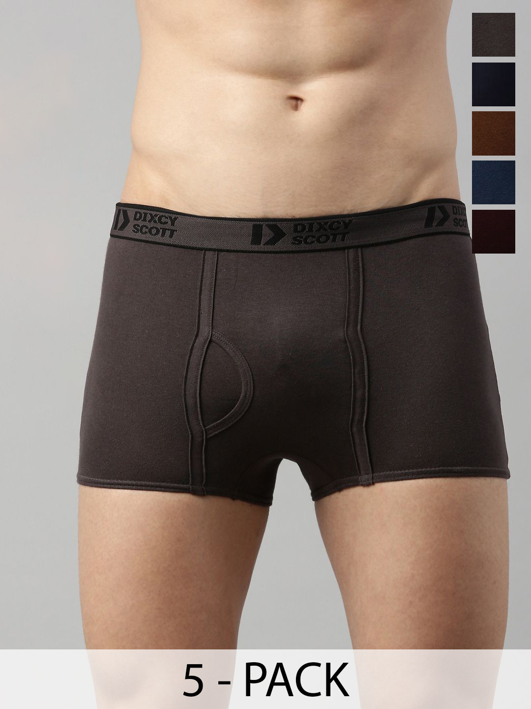 Dixcy Scott Originals 5-Pcs Pure Cotton Mid-Rise Trunks DSO SWISH-TRNK-P5, NDLBDW
