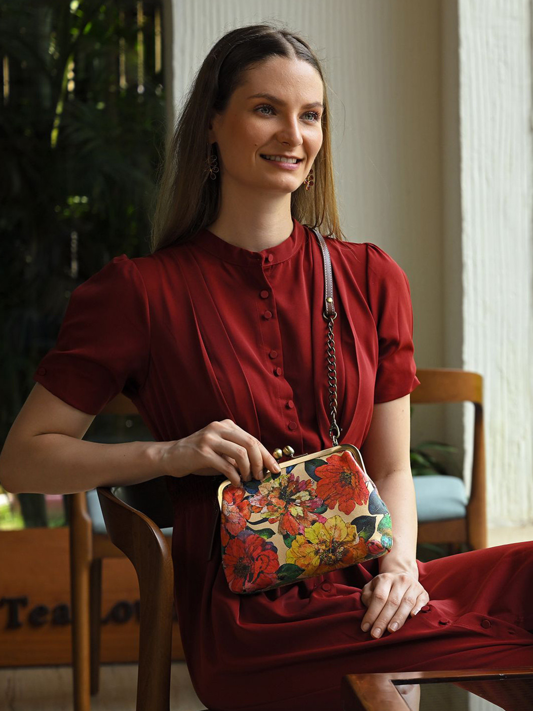 Anuschka Women Floral Crossbody Leather Sling Bag