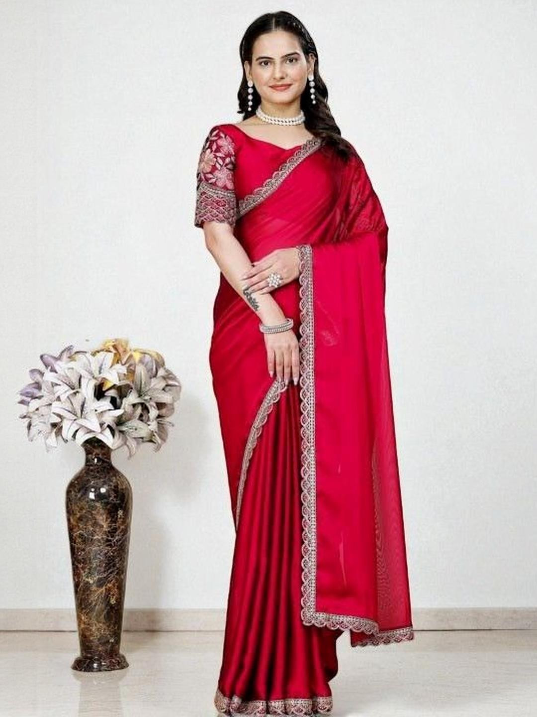 SHYAMLATA Embellished Sequinned Tissue Heavy Work Saree