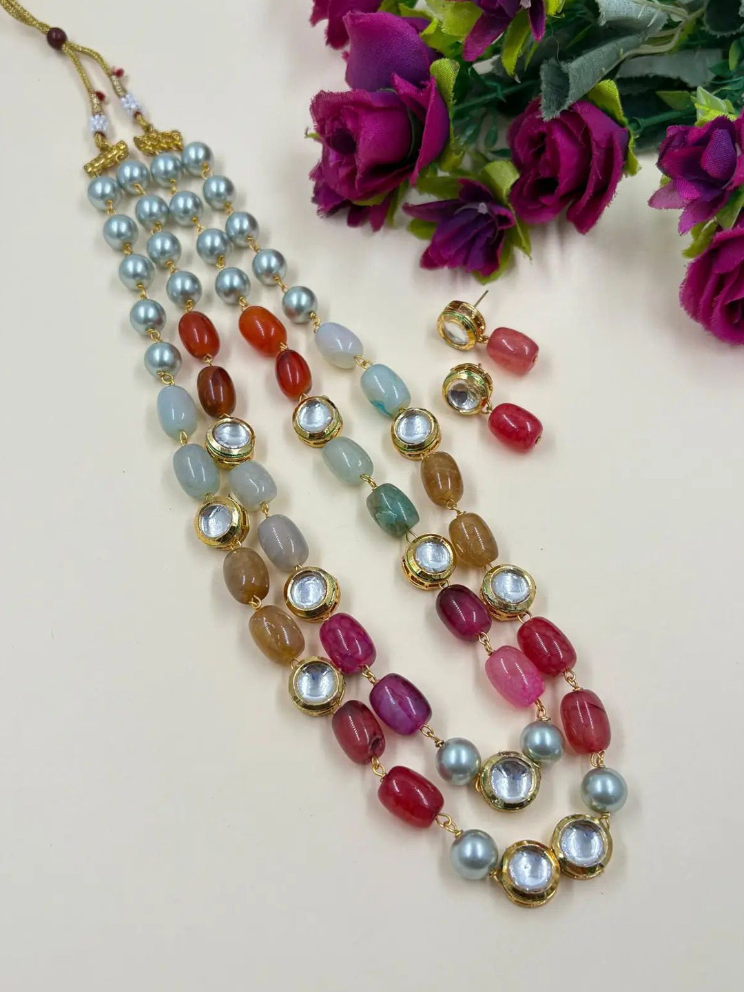 Gehna By  Beadazzled Gold-Plated Stone Studded Jewellery Set