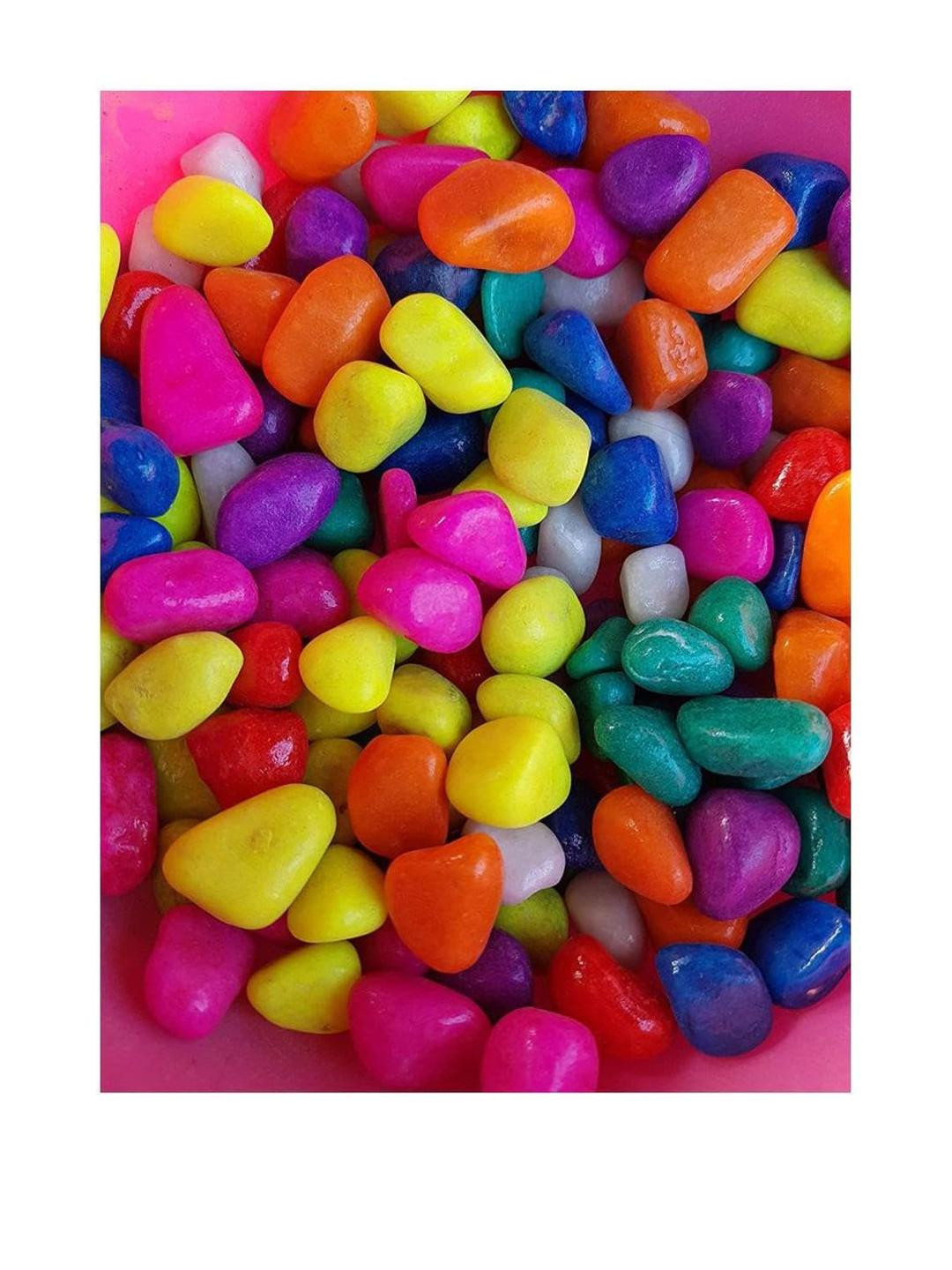 Somil Multicolor Pebbles/Stones for Garden, Plants, Lawns, Aquariums, Fish Pots, Home Decor, Vases, Furniture Filler. Size: 10-30mm, Shiny Multicolor -A110