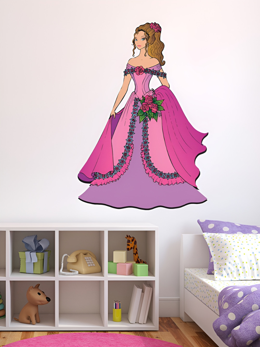 LANSTICK Pink Priness Self-Adhesive Wall Sticker