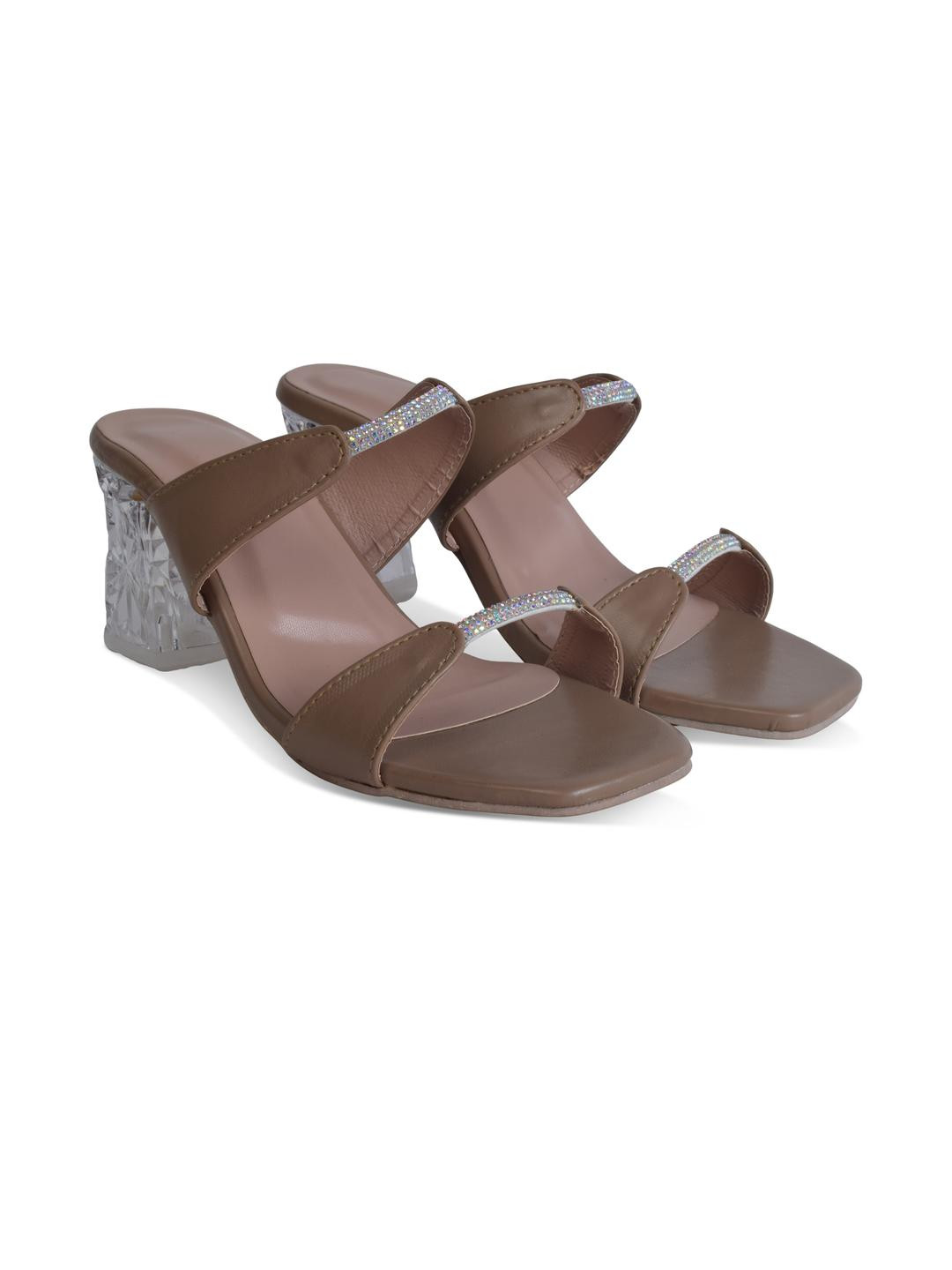 SUKART Embellished Detail Block Sandals