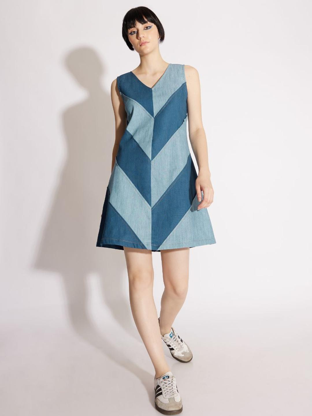 Mismatchd Print A-Line Mini Dress