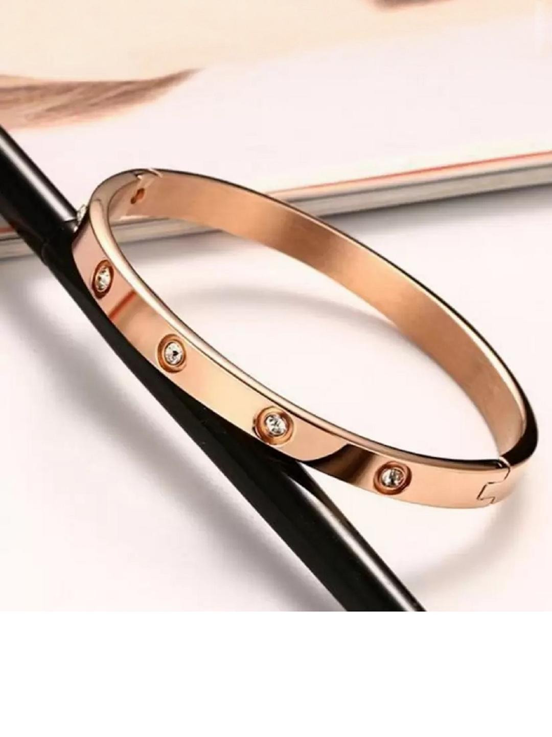Women RoseGold-Plated American Diamond Kada Bracelet