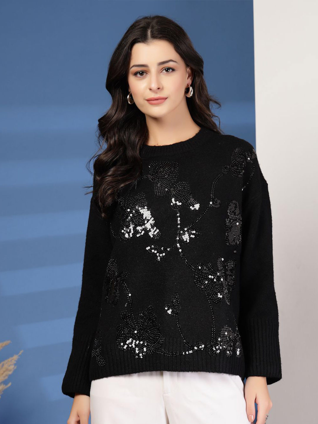 Mafadeny Women's Stylish Sequin Knitwear