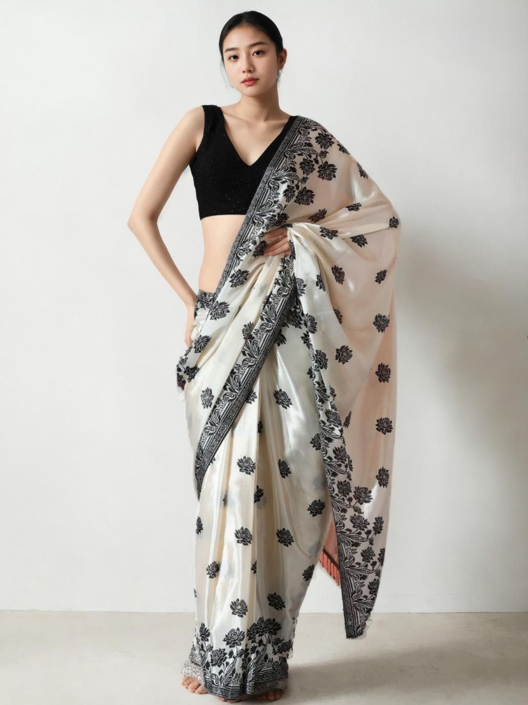 Mitera Floral Silk Blend Saree