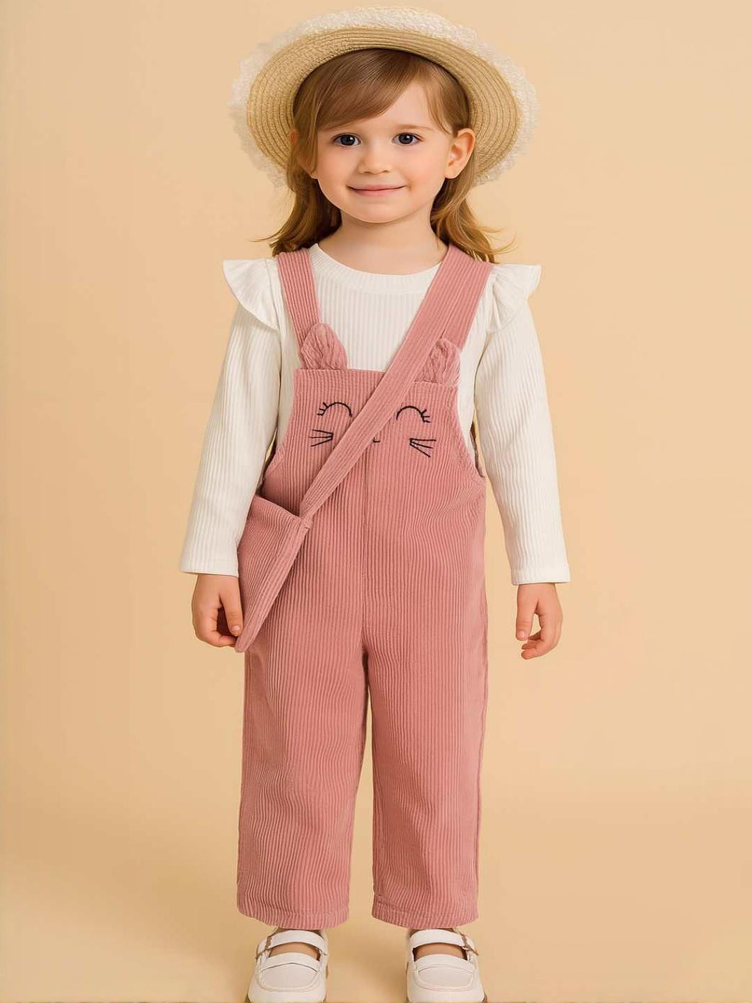 RAMIAAZ Pink Self Design Cotton Blend Clothing Set