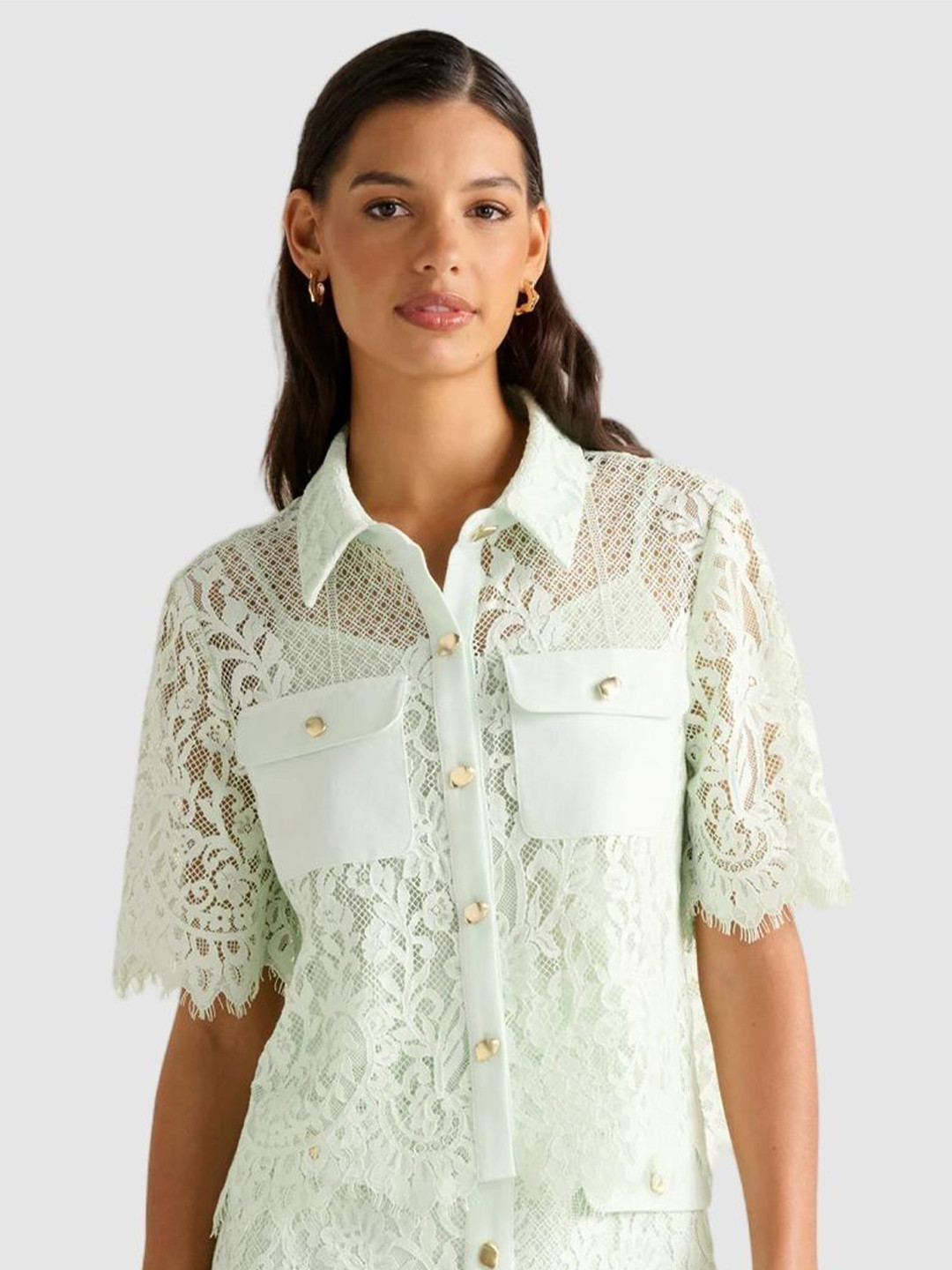 Forever New Women Sheer Self Design Casual Shirt