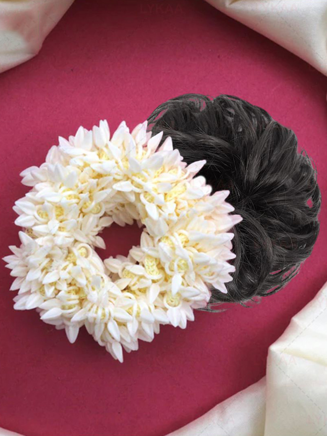 LYKAA Women Set of 2 Mogra Artificial Flower Gajra Ponytail Holders