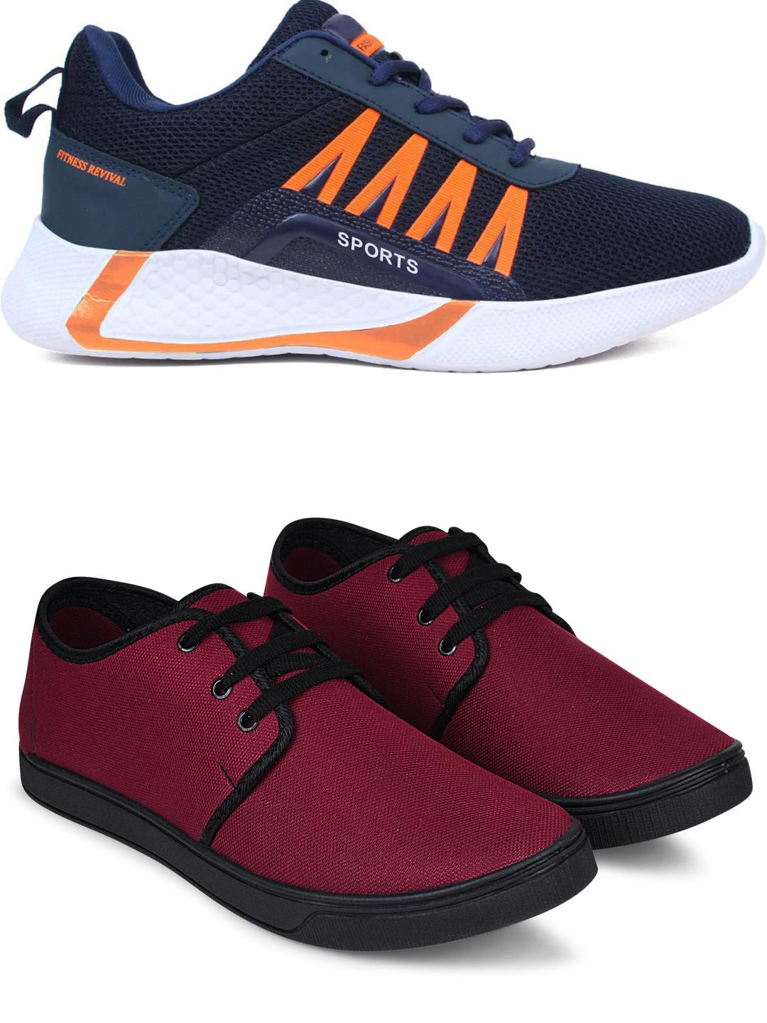 Free Kicks Men Maroon Mesh Marking Running Sports Shoes