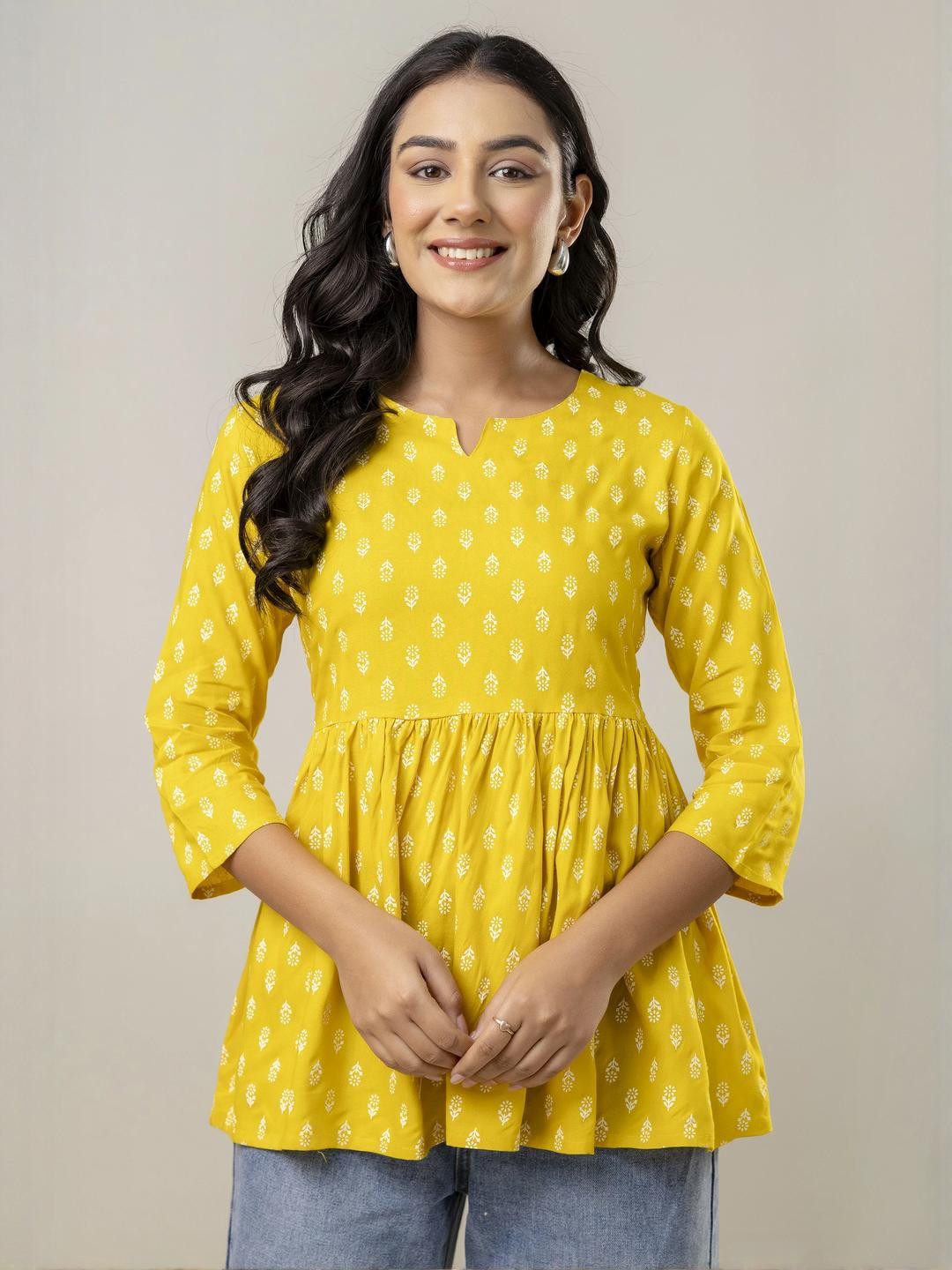 Ethnic Curry Women Floral Print Top