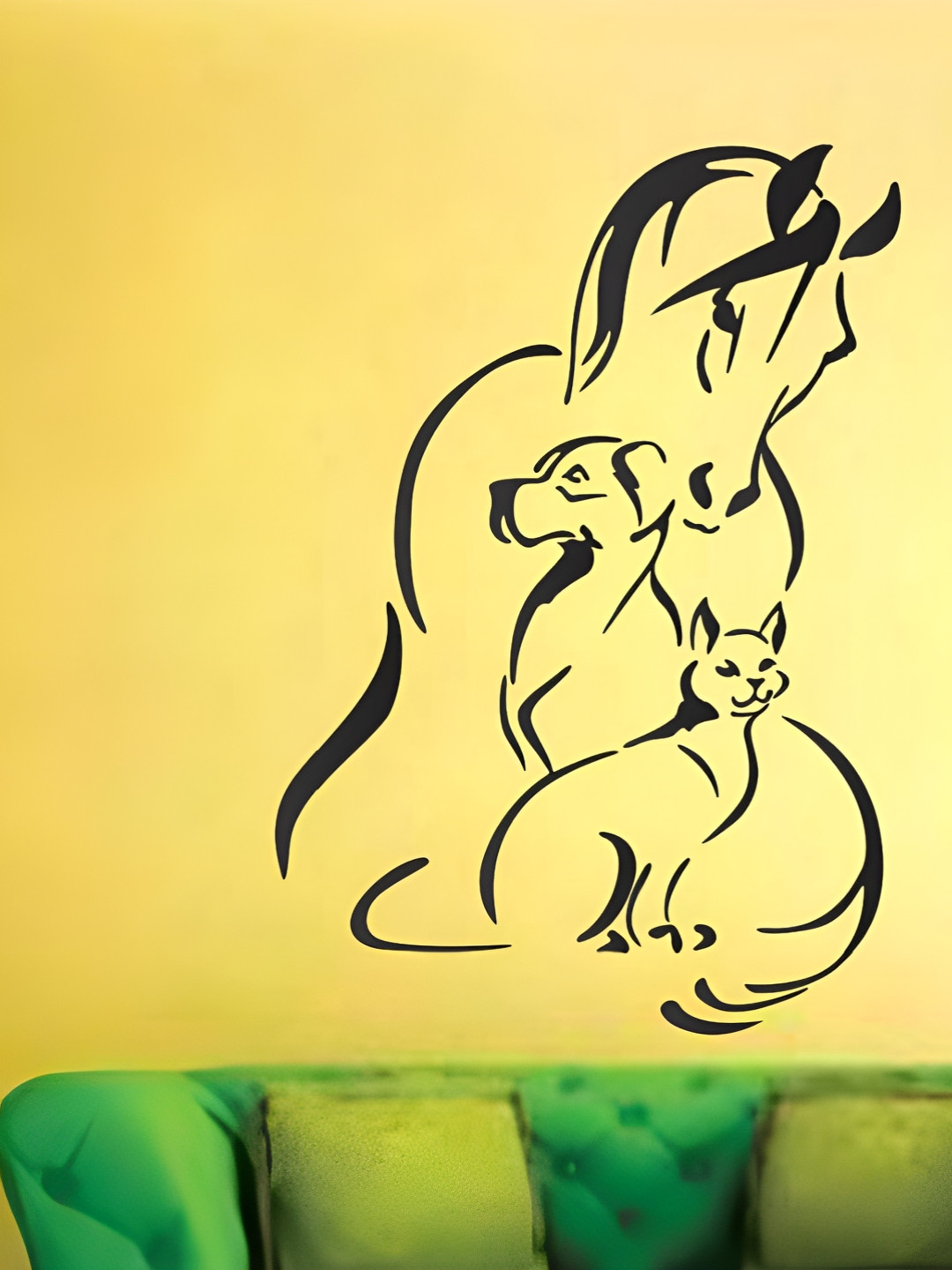 LANSTICK Black Animals Self-Adhesive Wall Sticker