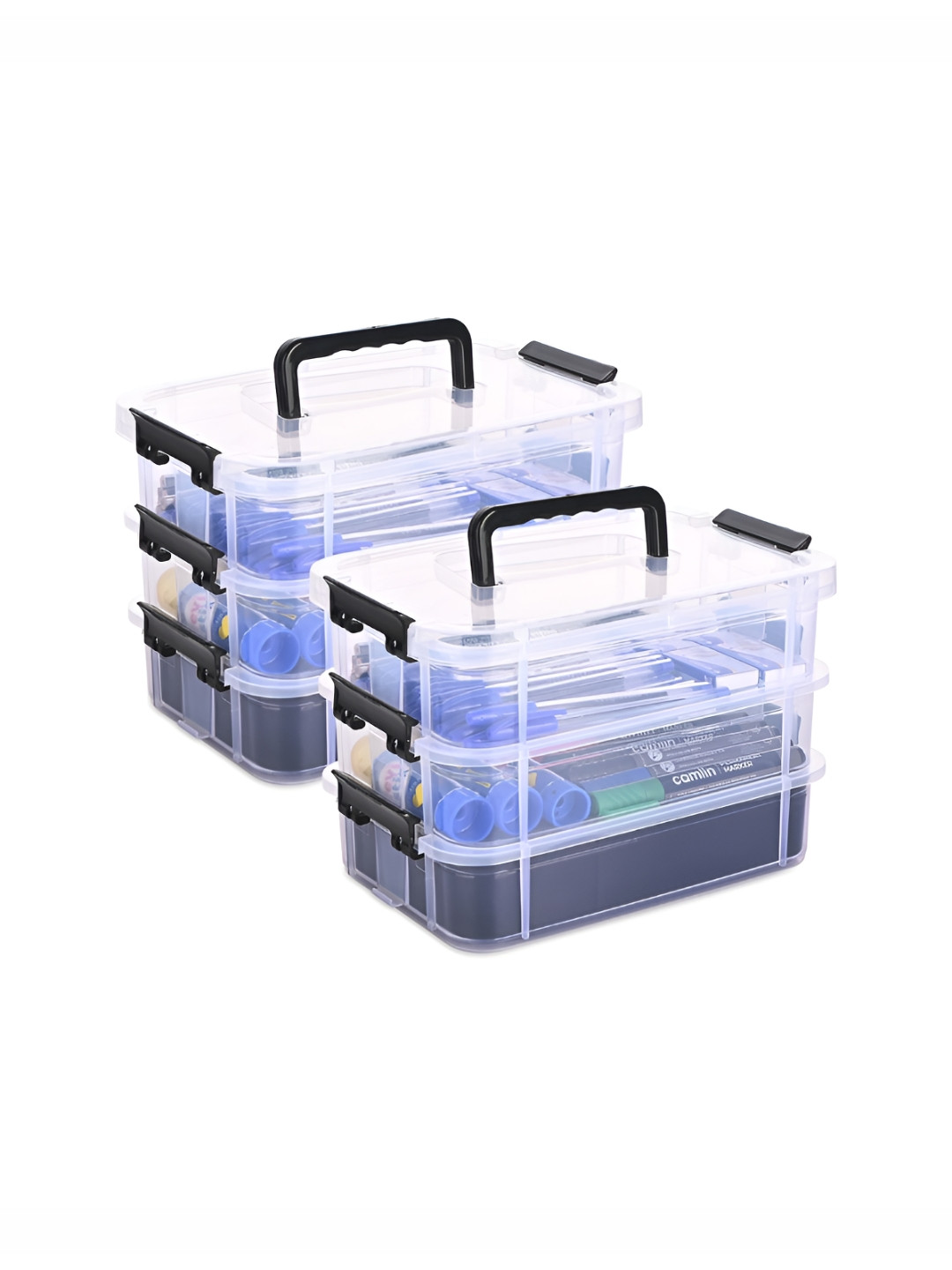 RUBOXA Black 2 Pieces Medicine & Stationary Organizer