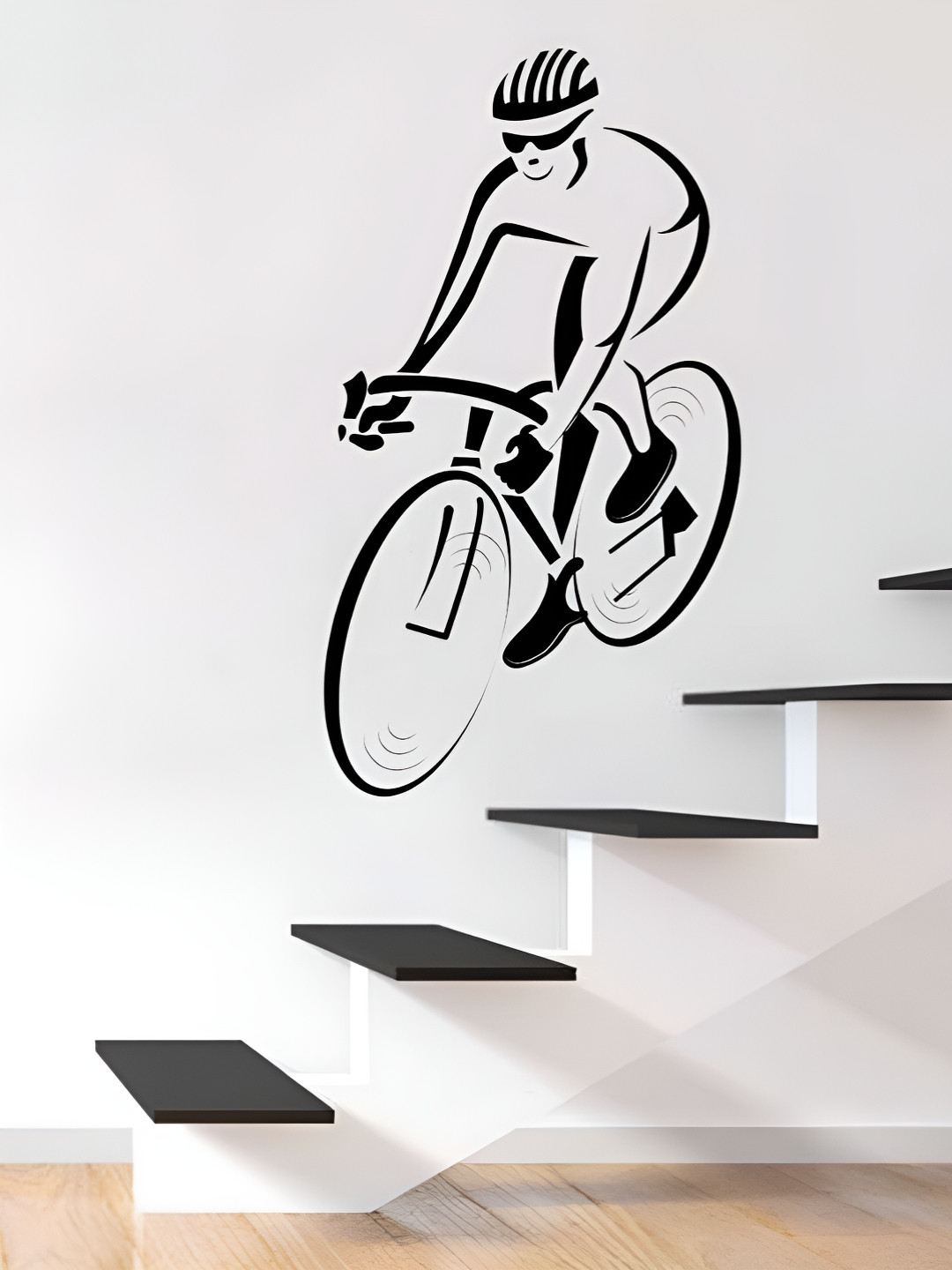 LANSTICK Black Ride With Bicycle Self-Adhesive Wall Sticker