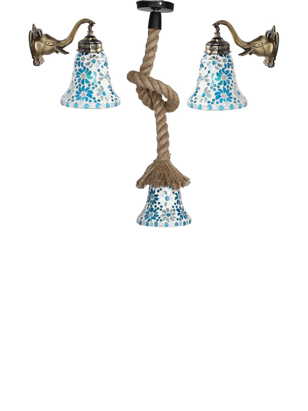 Somil Indore Decorative Lamp Combo of Matching Elaphent Shape Wall Lamp & Ceiling Lamp, Multi Compatible with LED, Size: 19 X 19 X 23 Cm, Pack of 3.